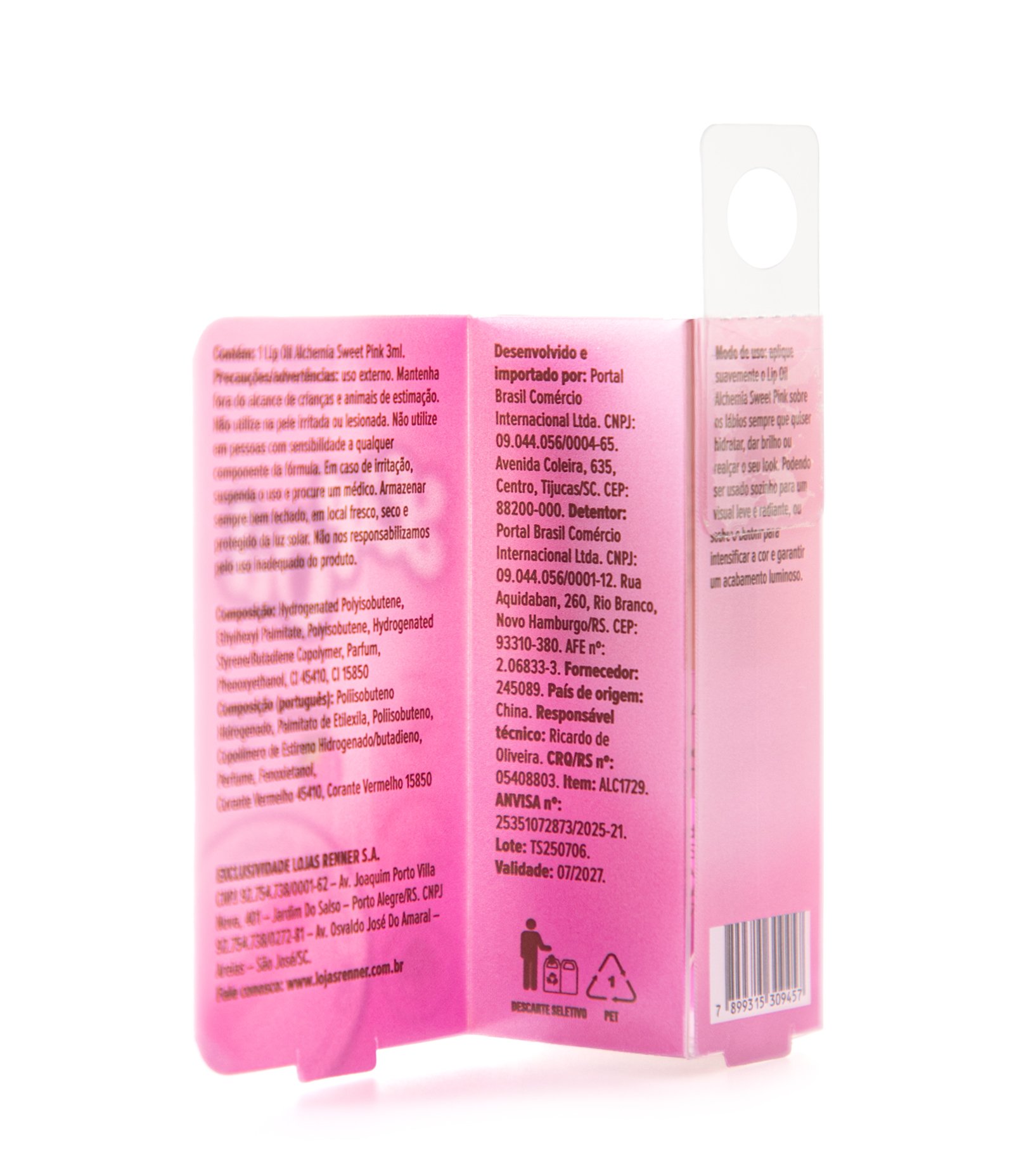 Lip Oil Makeup Sweet Pink Alchemia Rosa 5