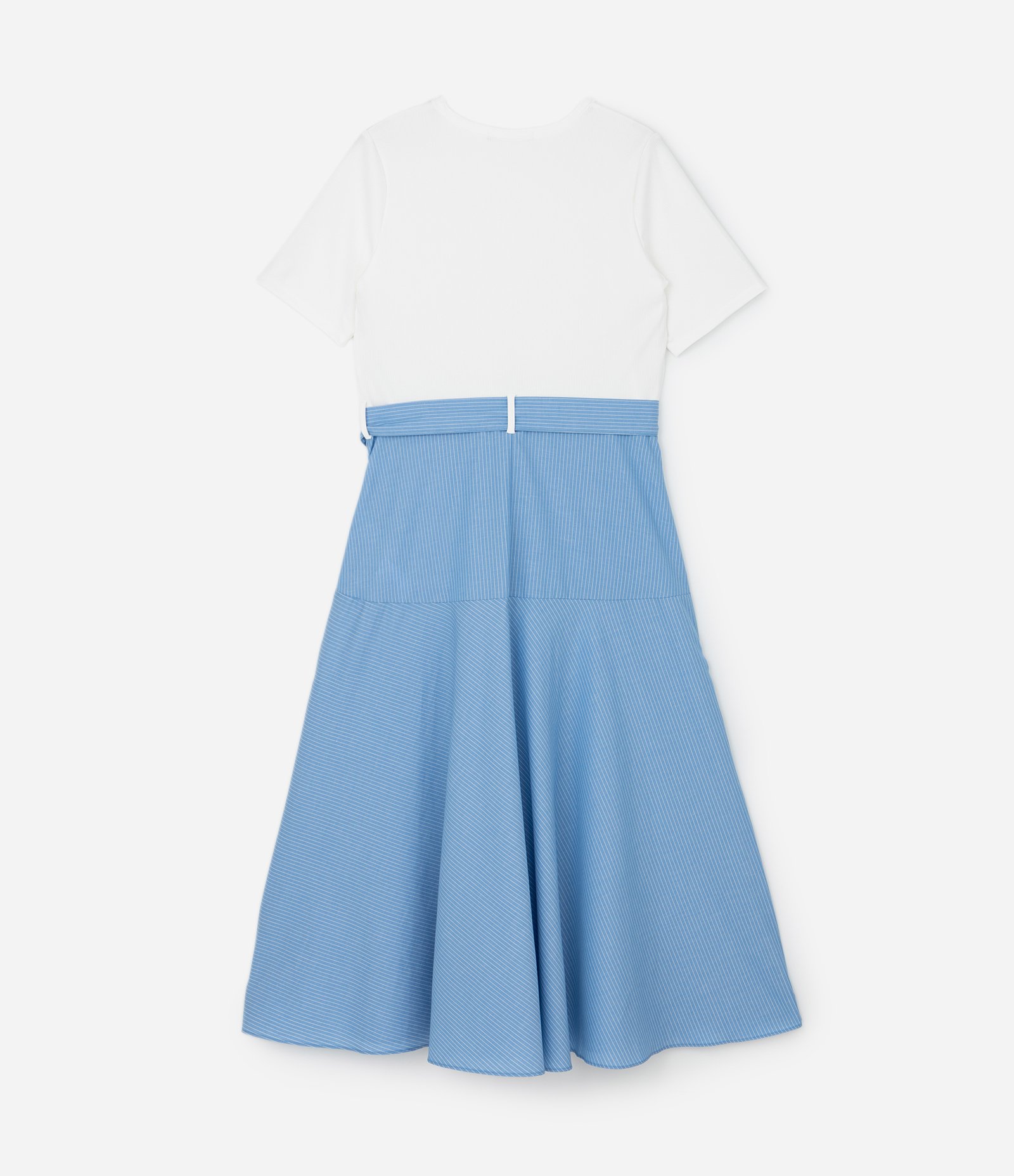 Vestido Midi em Algodão com Saia Listrada Curve & Plus Size Azul / Branco 2