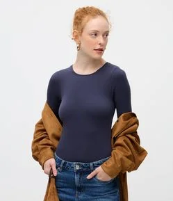 Body Sem Costura em Poliamida com Manga Longa