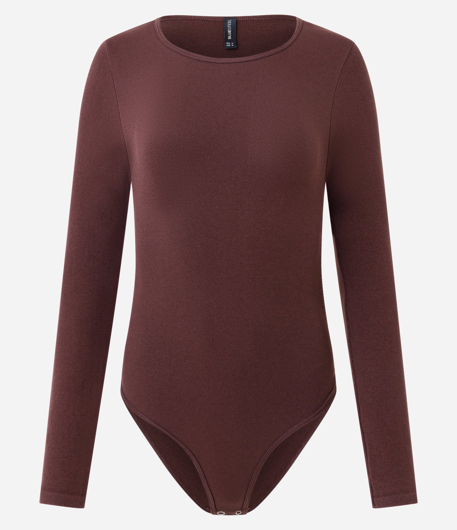 Body Sem Costura em Poliamida com Manga Longa Bordô 1