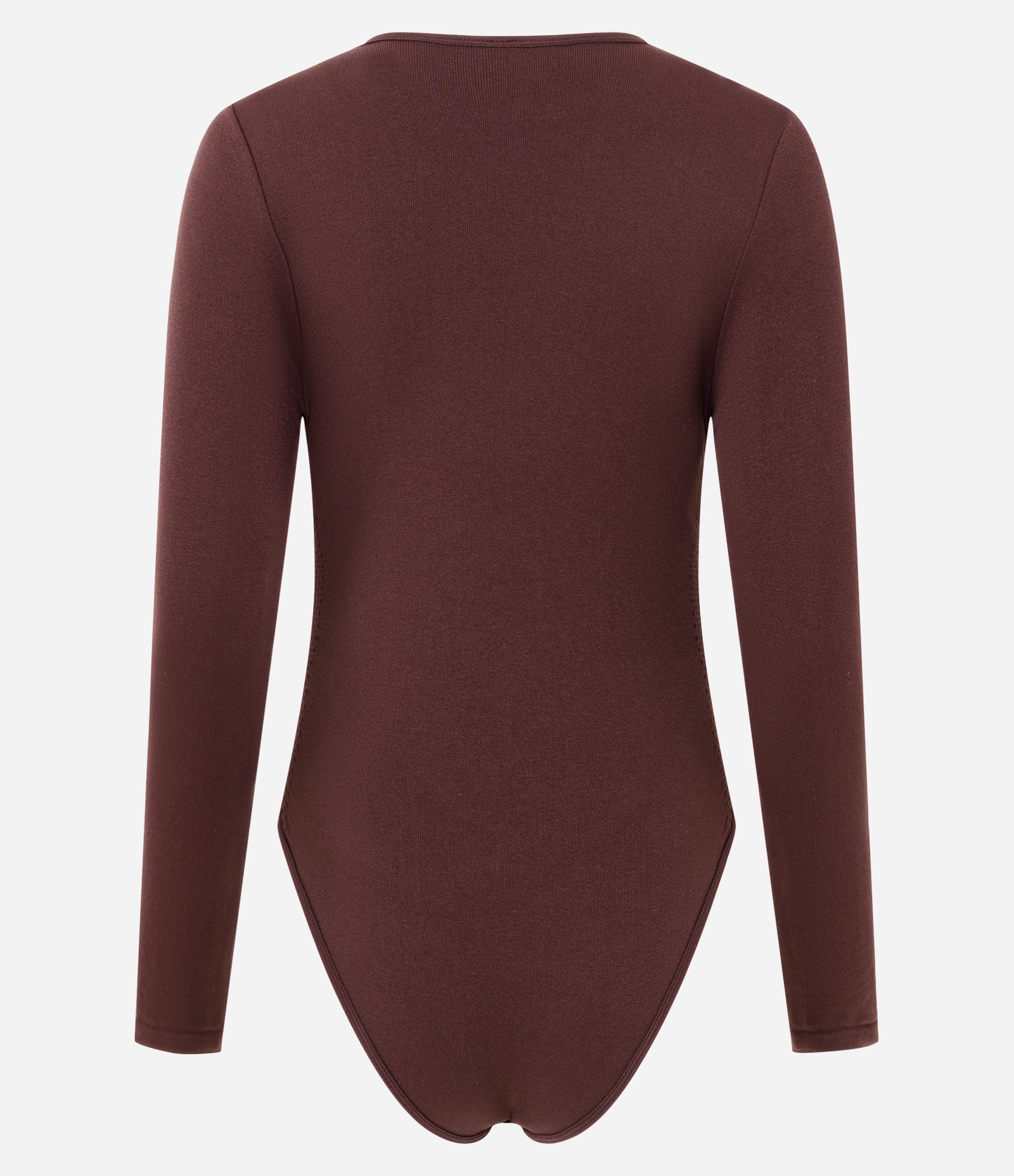 Body Sem Costura em Poliamida com Manga Longa Bordô 3