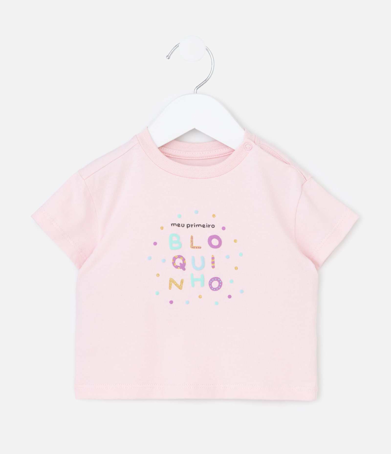 Conjunto Infantil Camiseta com Estampa e Saia de Tule - Tam RN a 18 Meses Rosa 2