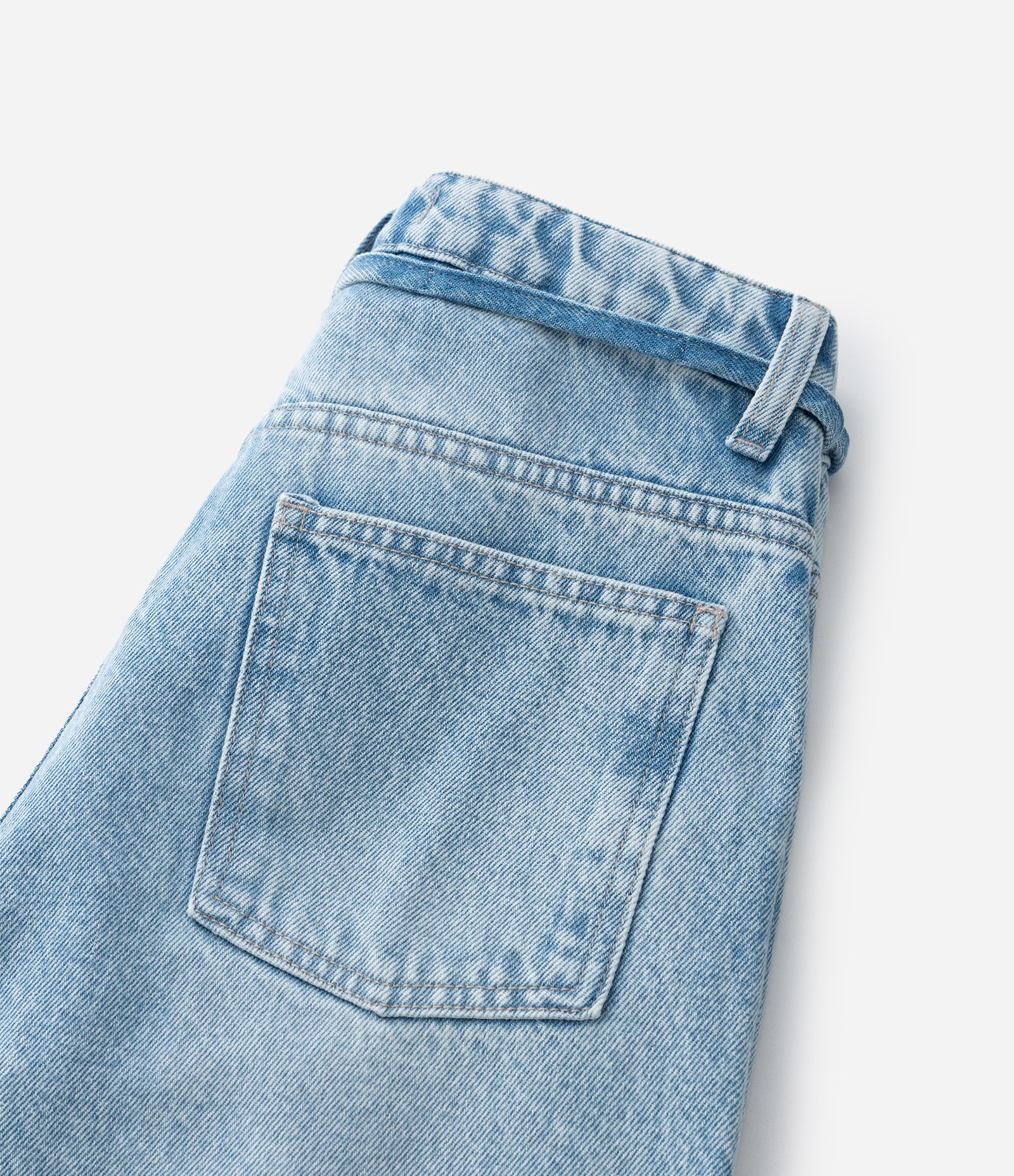 Calça Baggy Jeans Infantil com Cinto - Tam 7 A 14 Anos Azul Médio 4