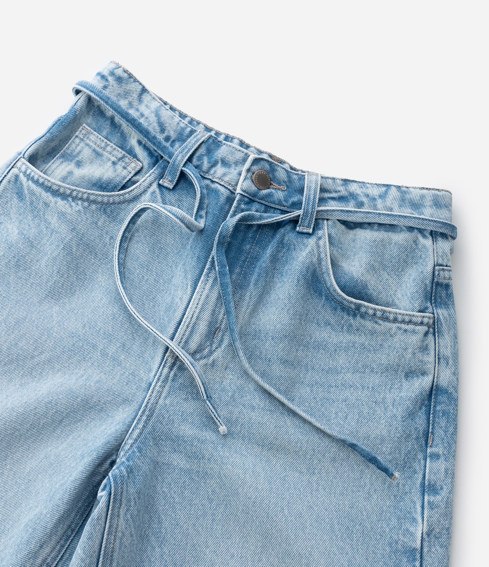 Calça Baggy Jeans Infantil com Cinto - Tam 7 A 14 Anos Azul Médio 5