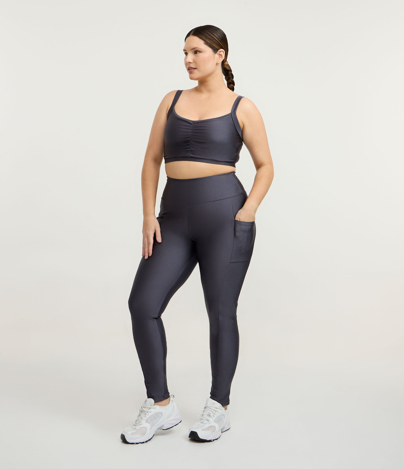 Calça Legging com Tecnologia Dry Curve & Plus Size Cinza 1