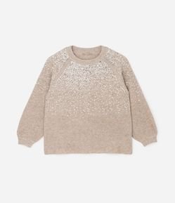 Suéter Amplo em Tricô com Bordado de Paetês Curve & Plus Size