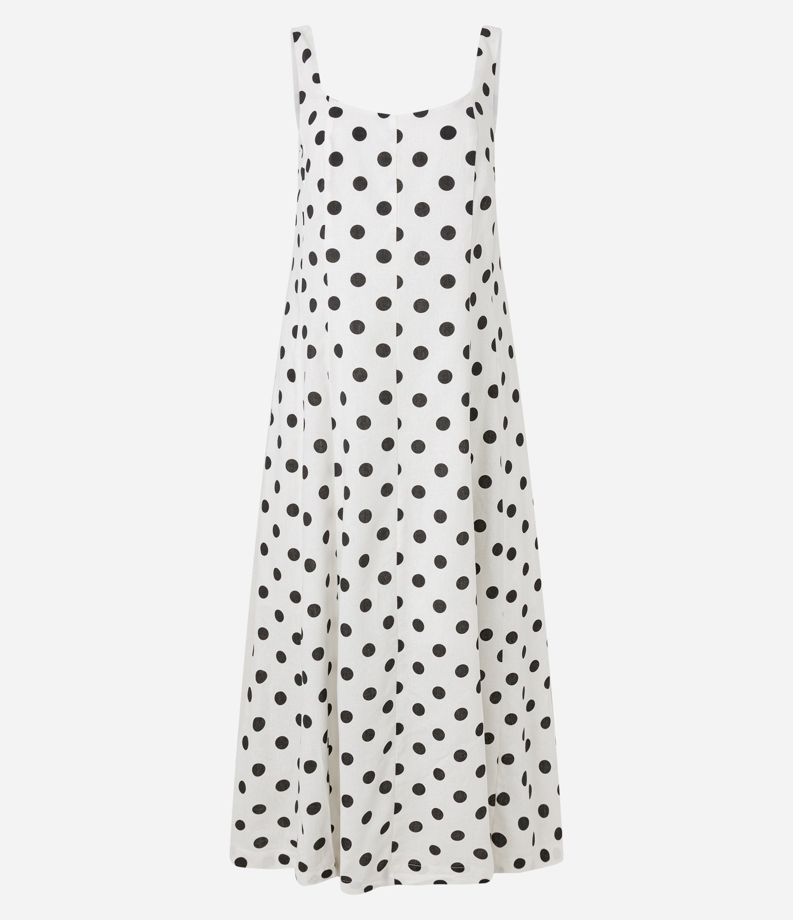 Vestido Evasê Midi em Viscolinho com Estampa Poá Off White/Preto 5