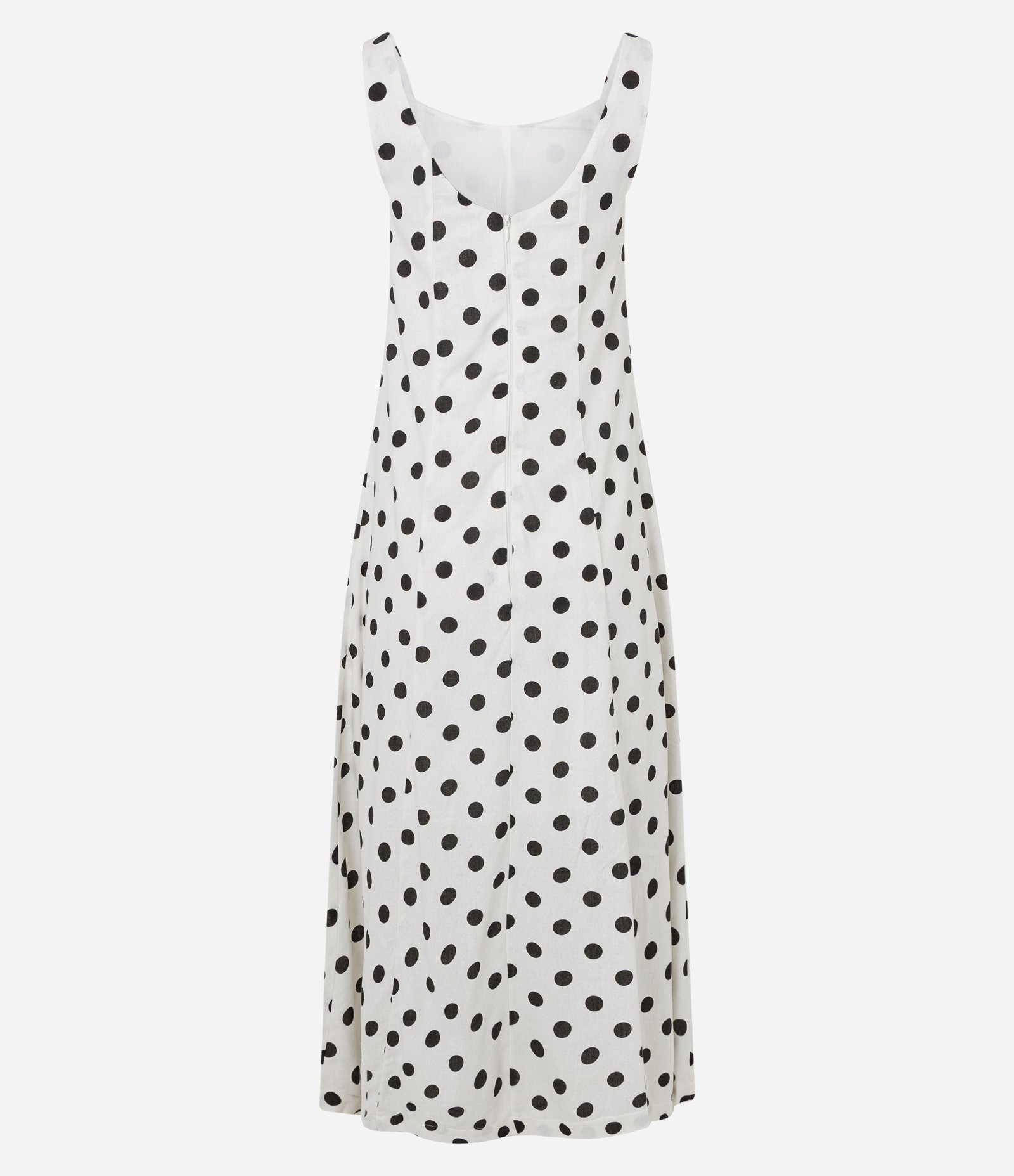 Vestido Evasê Midi em Viscolinho com Estampa Poá Off White/Preto 6