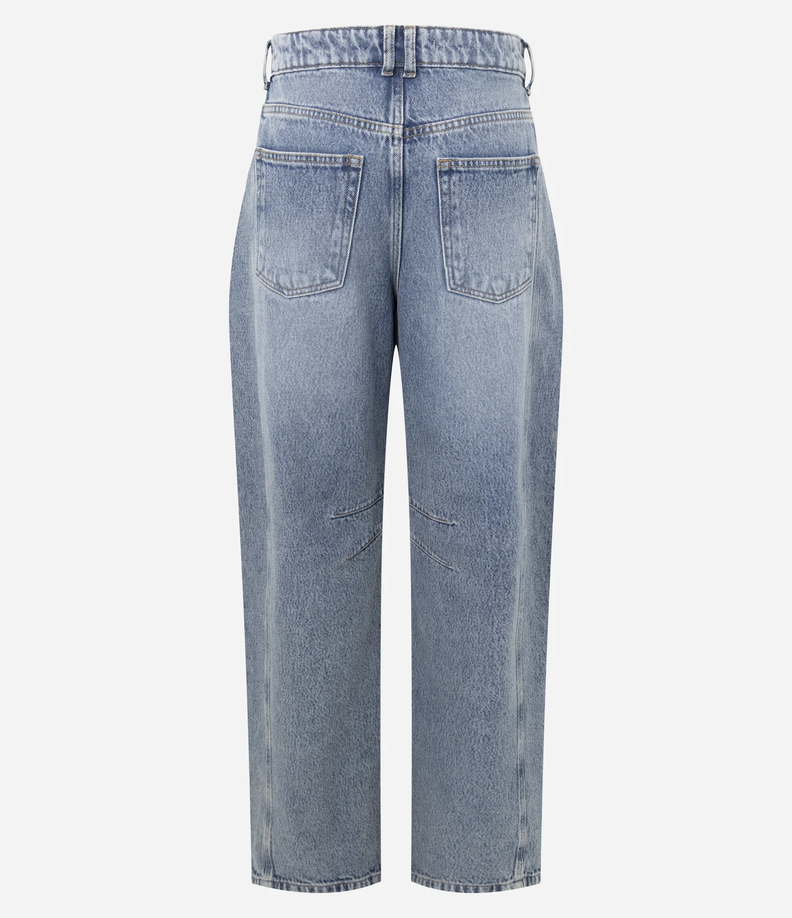 Calça Baggy em Jeans com Recortes e Pences Azul Claro 2
