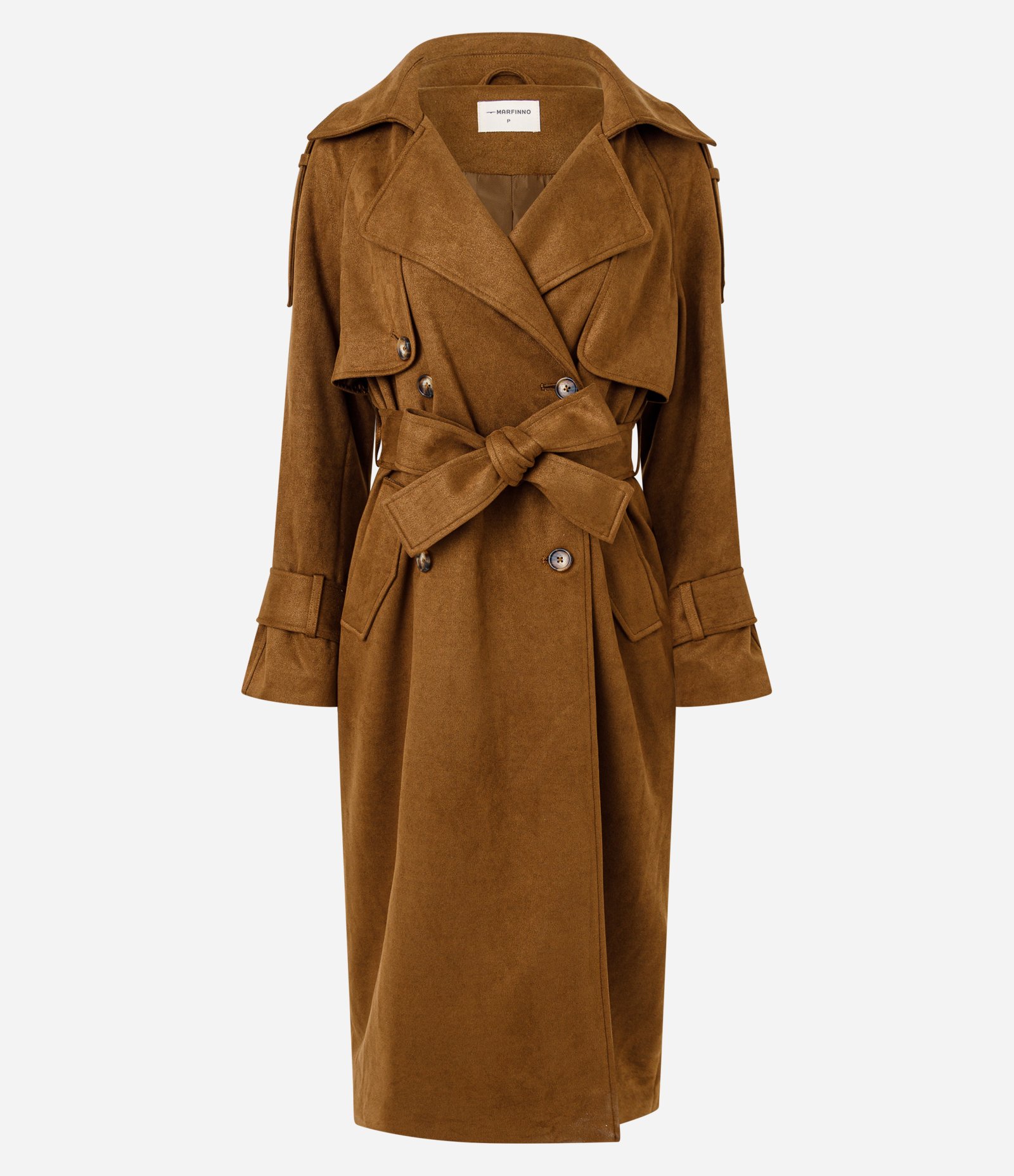 Trench Coat Alongado em Suede com Cinto Marrom Claro 7