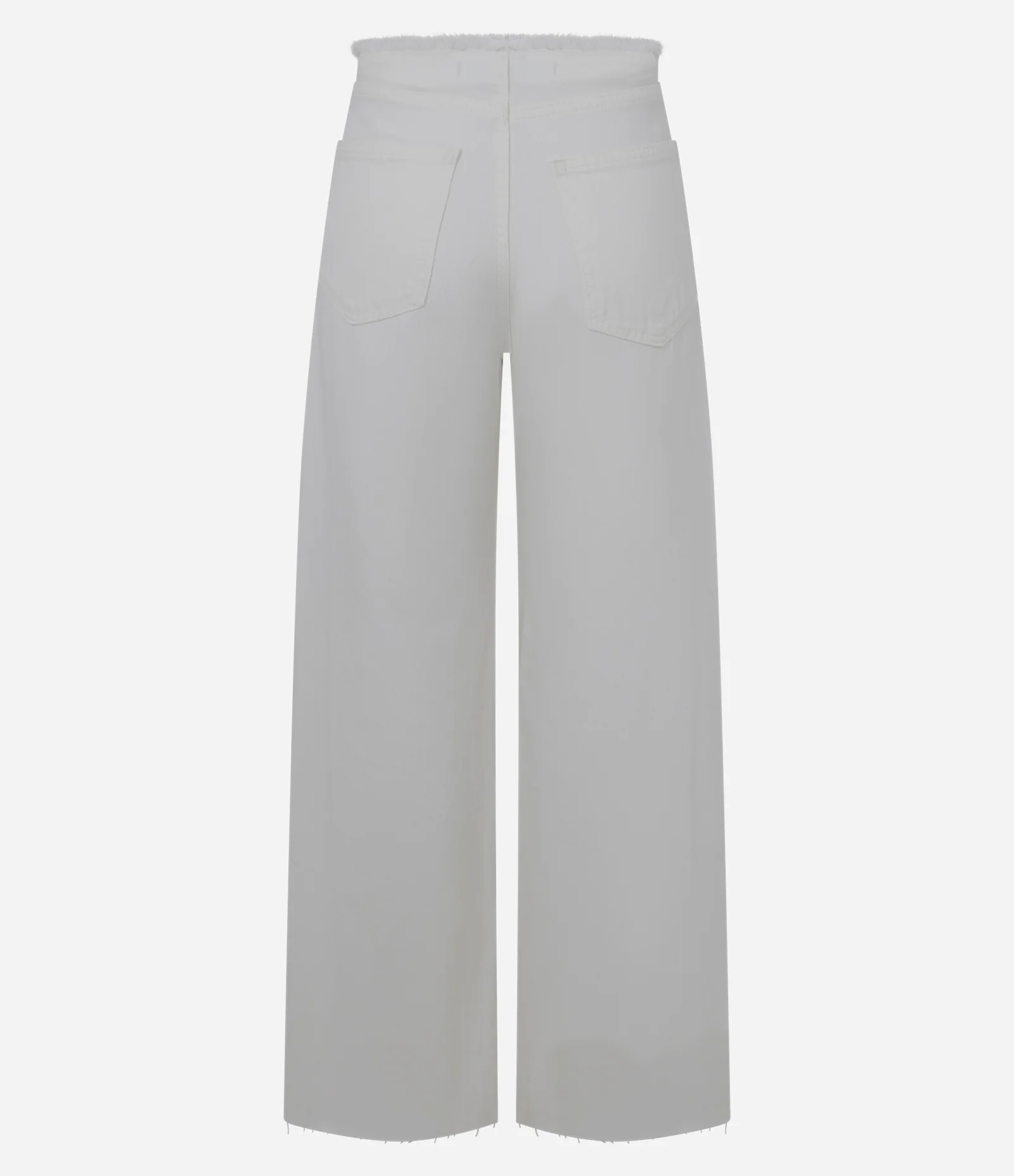 Calça Wide em Sarja com Cintura Baixa e Cós Desfiado Off White 6
