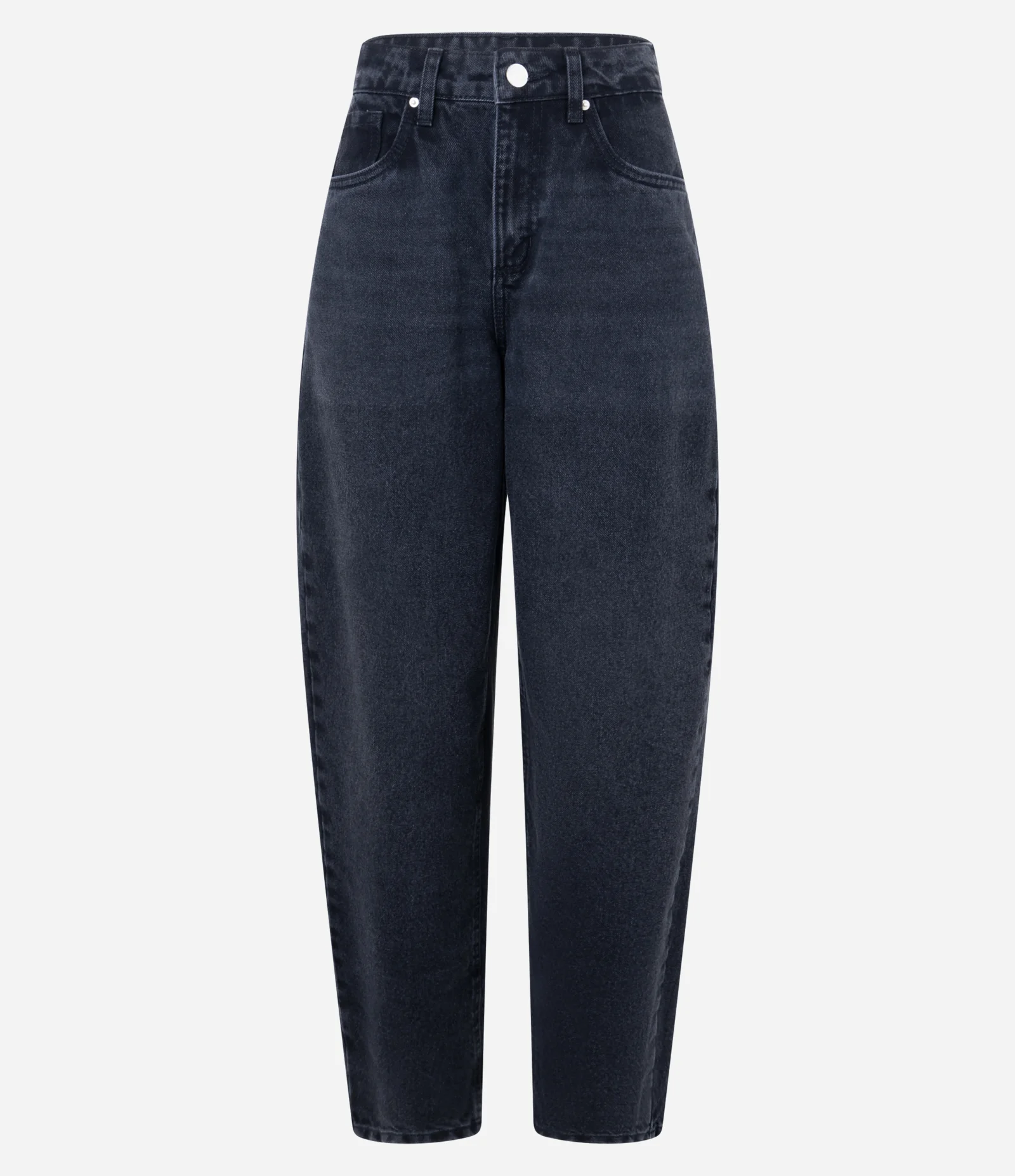 Calça Ballon Cintura Alta em Jeans com Bolsos Preto 1