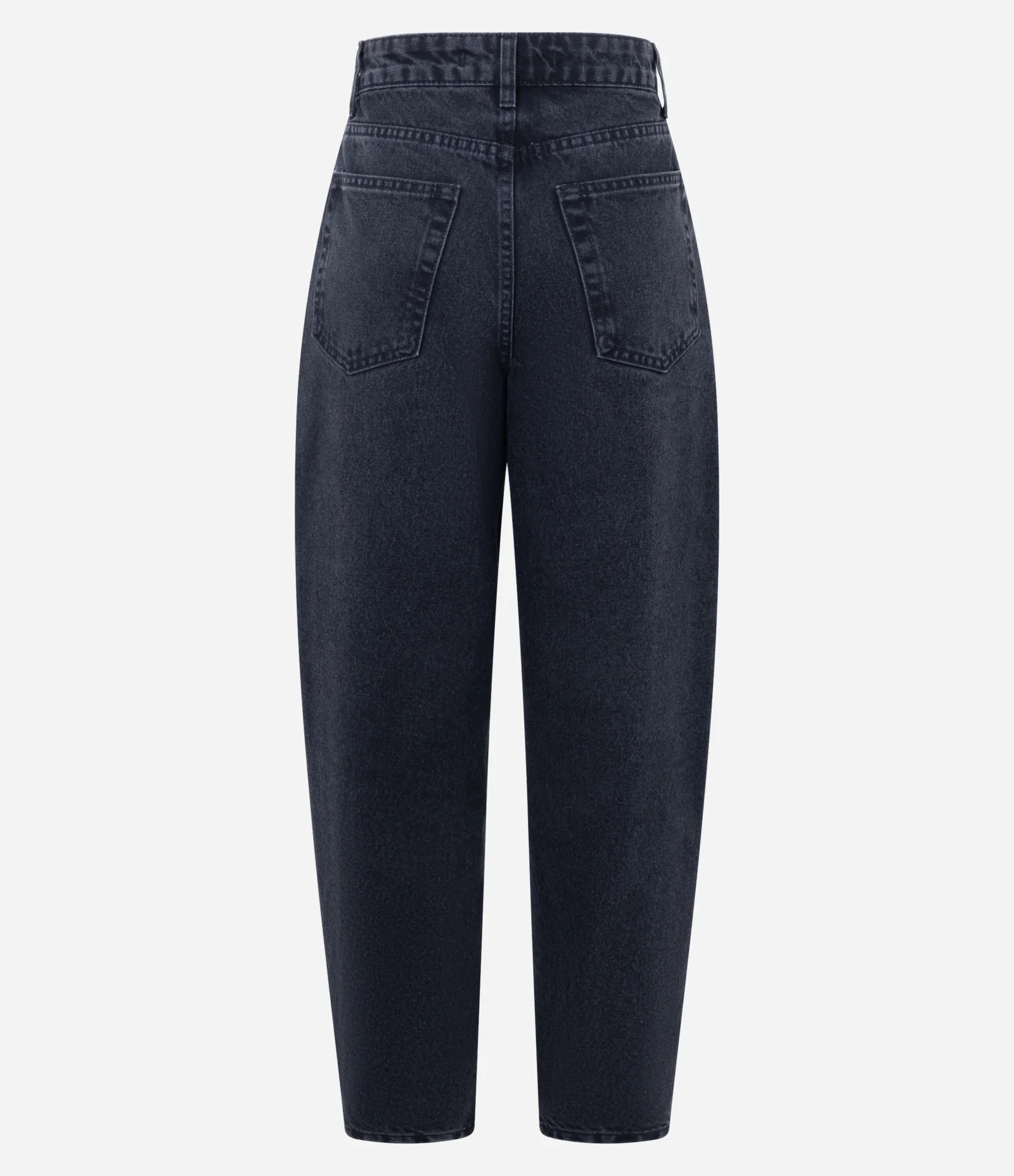 Calça Ballon Cintura Alta em Jeans com Bolsos Preto 2