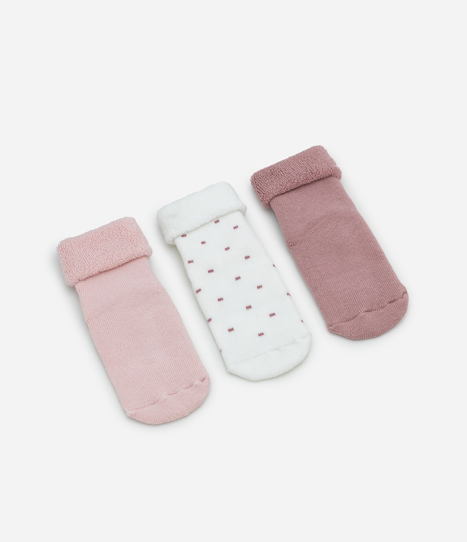 Kit 03 Meias Infantis com Estampa Poá – Tam RN a 12 Meses Sortido 1