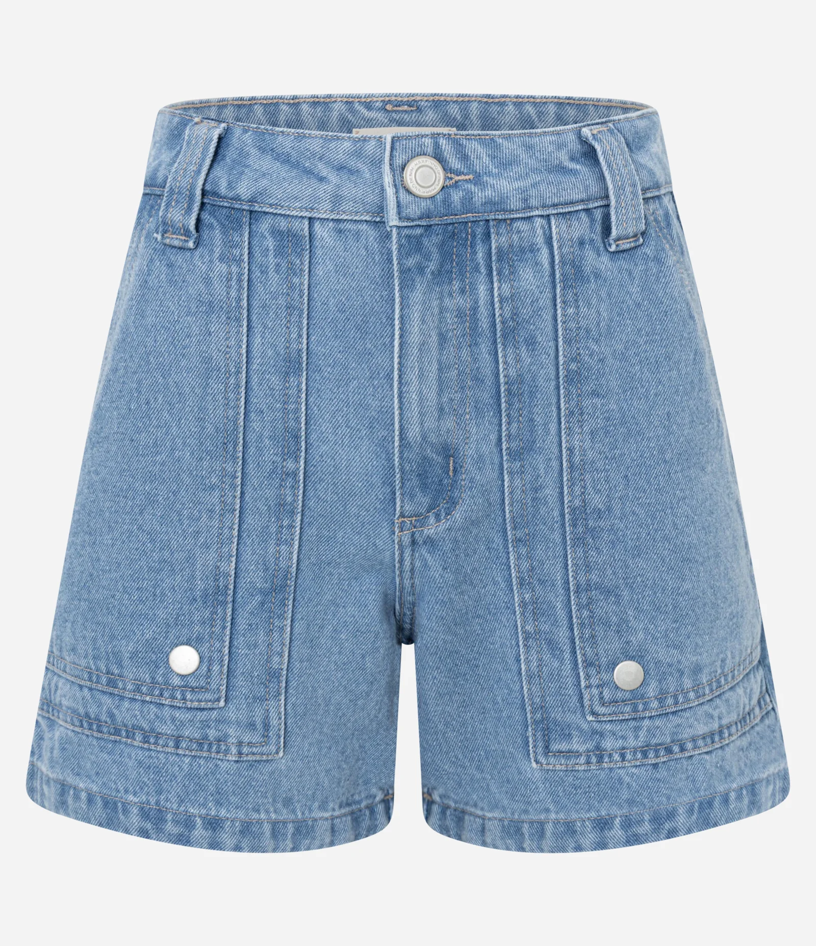 Short Mom em Jeans com Recorte no Bolso Carpinteiro Médio 5
