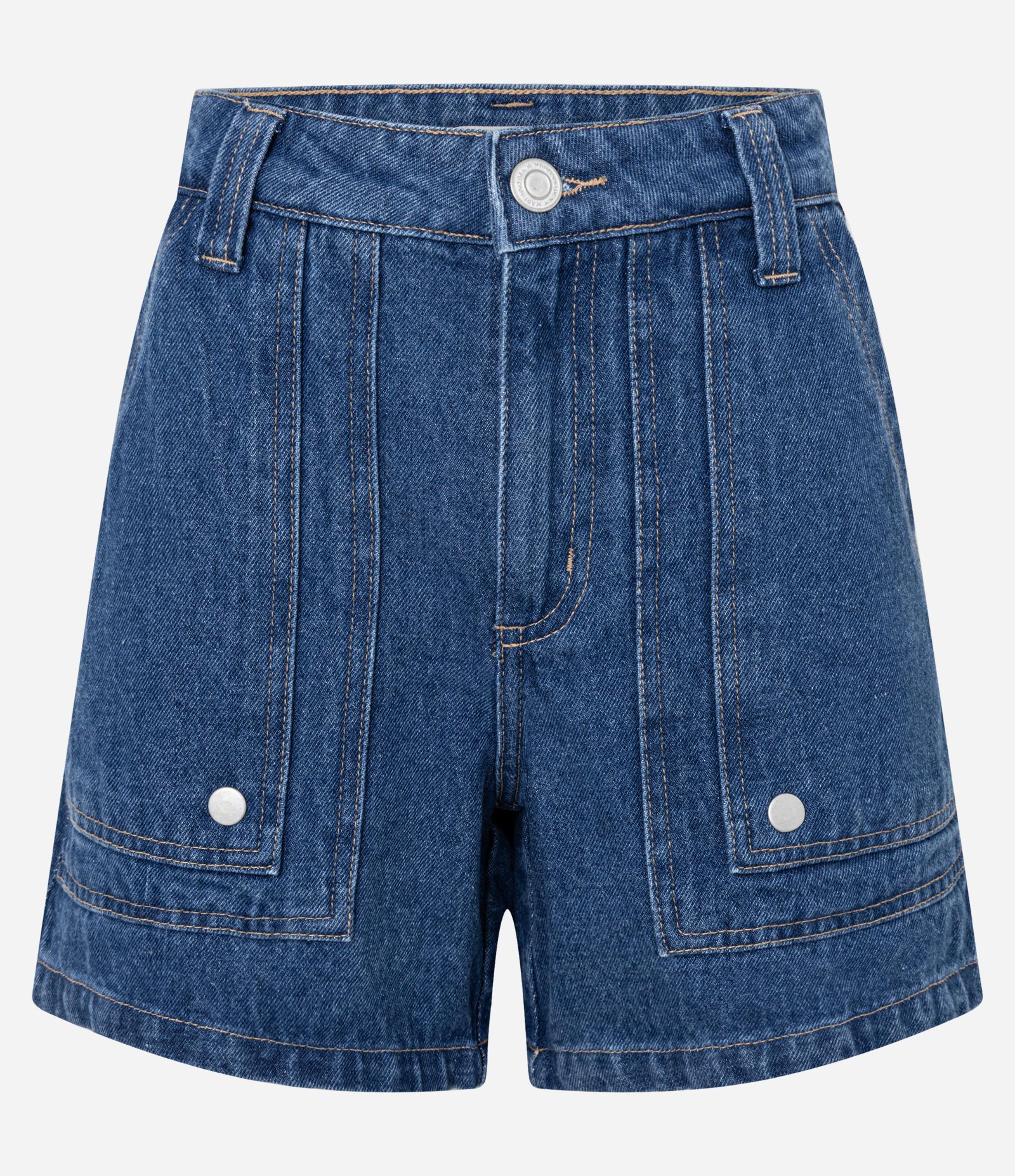 Short Mom em Jeans com Recorte no Bolso Carpinteiro Escuro 5