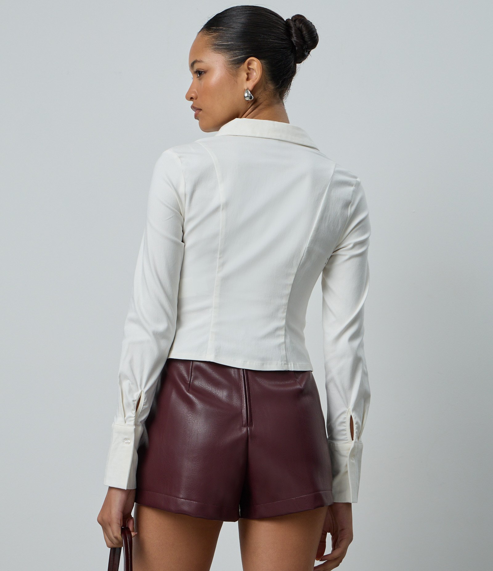 Camisa de Bengaline com Zíper Frontal Off White 4