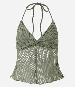 Blusa Frente Única Texturizada com Nó e Abertura