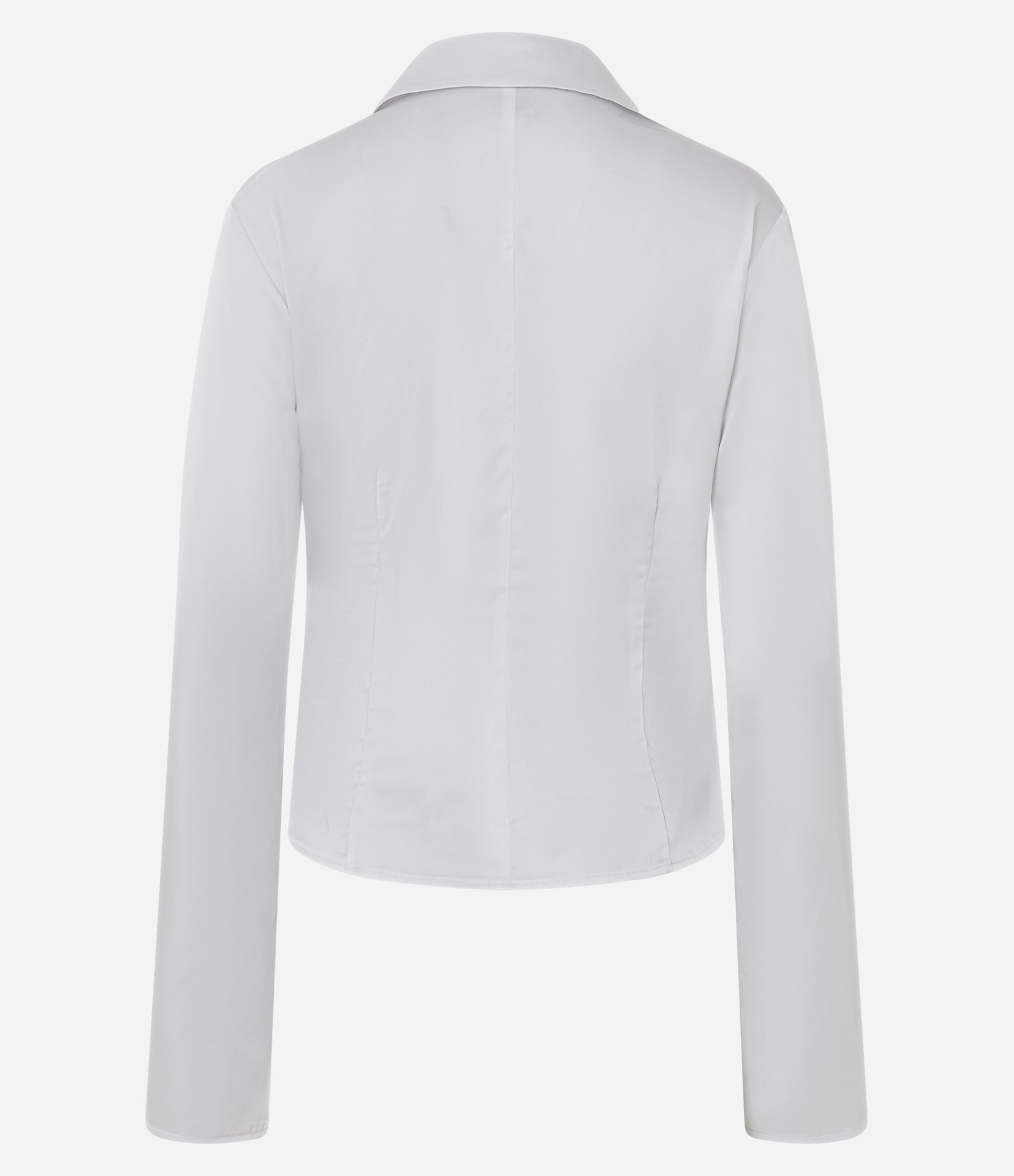 Camisa Regular de Cetim com Manga Longa Sino Branco 7