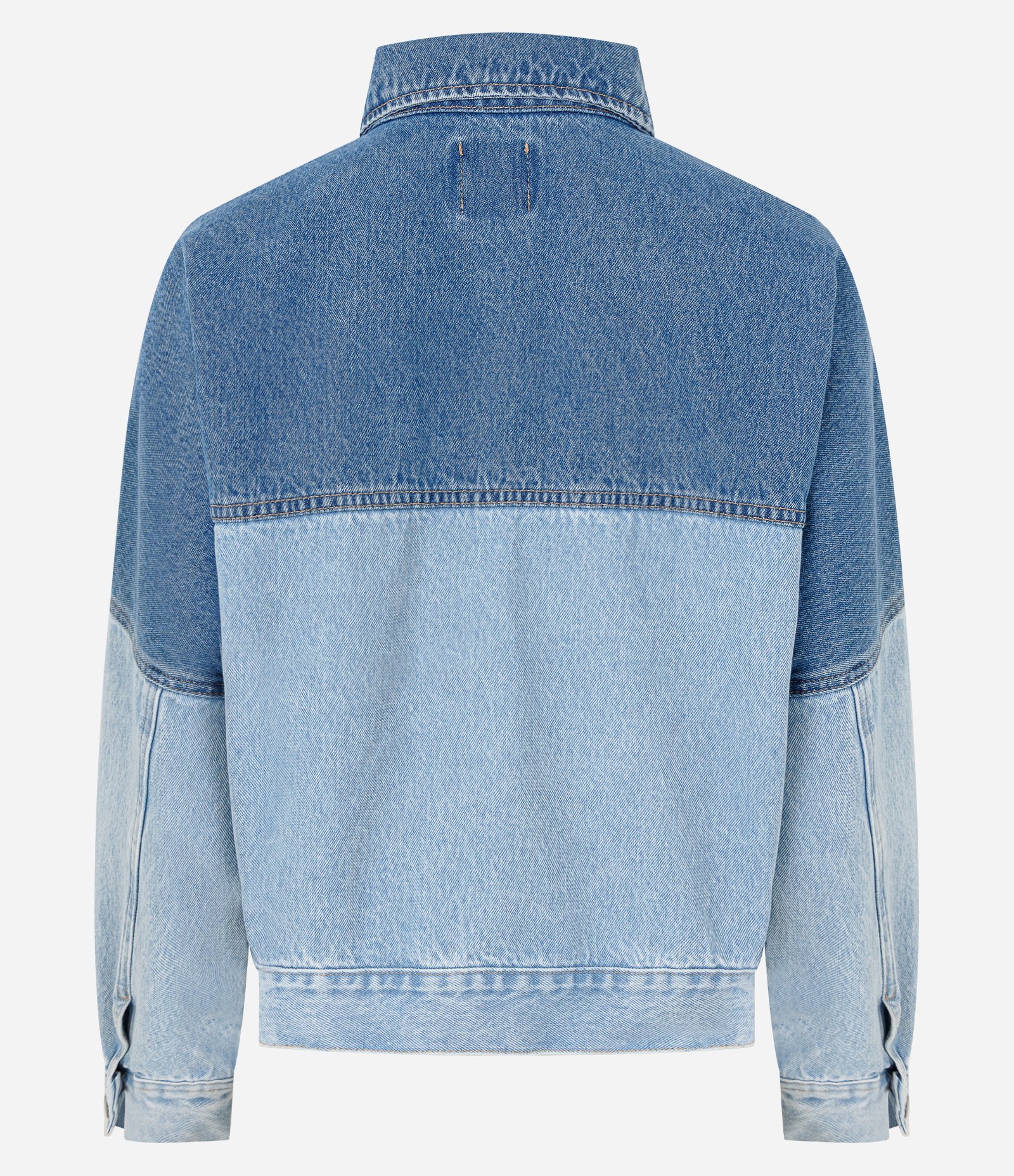 Jaqueta em Jeans com Recortes Bicolor Estruturados Azul Claro 6