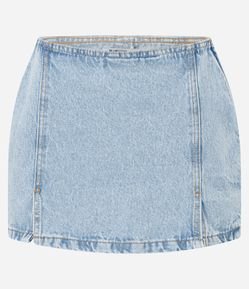 Short Saia em Jeans com Recortes e Fendas