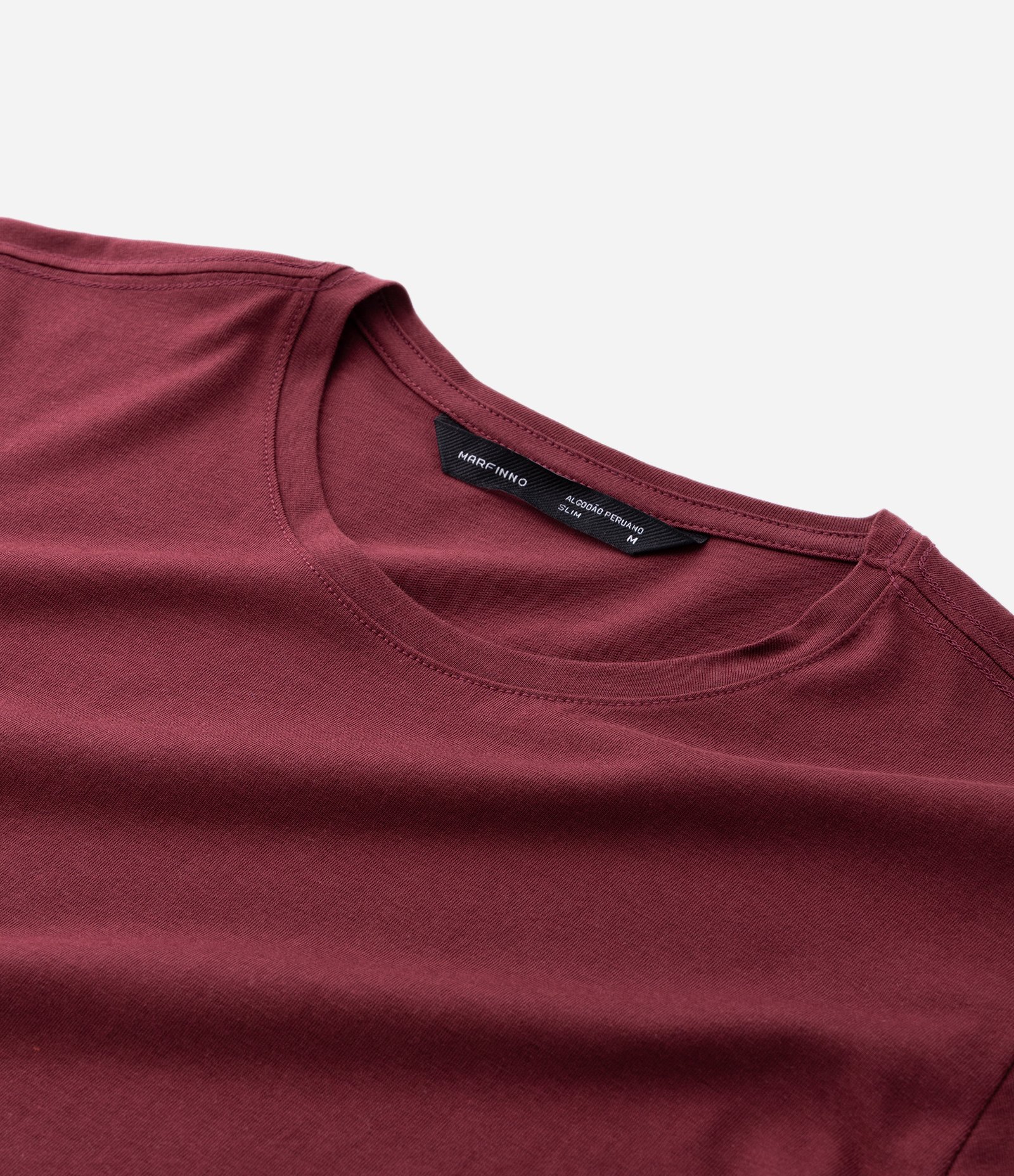 Camiseta Slim Básica em Algodão Peruano com Gola Redonda Vinho 5
