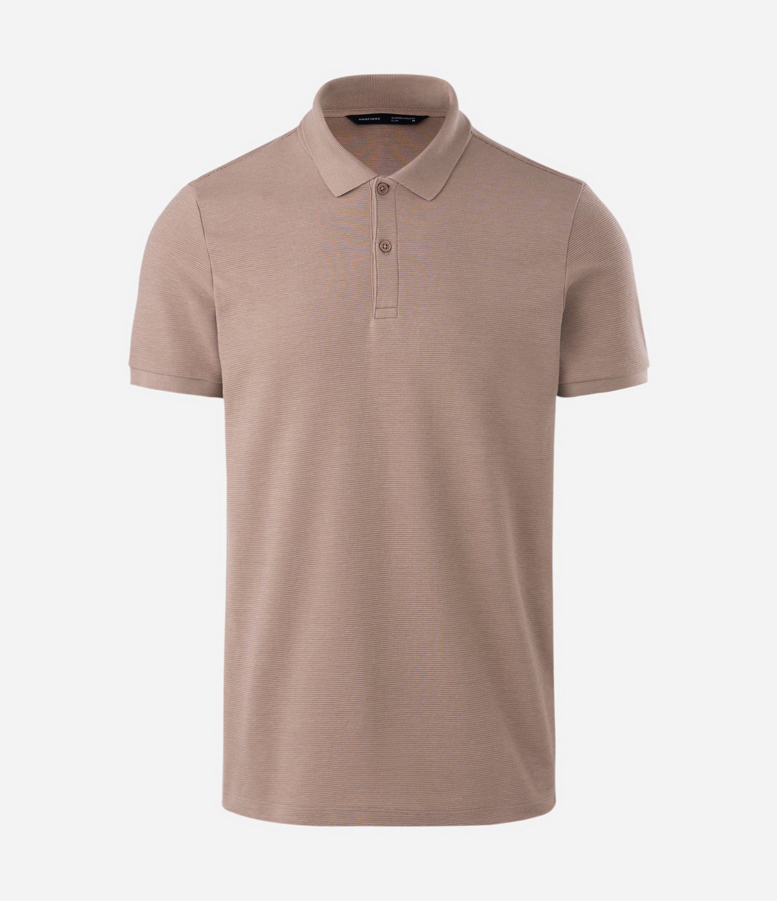 Camisa Polo Slim com Botões e Textura Canelada Marrom Taupe 4