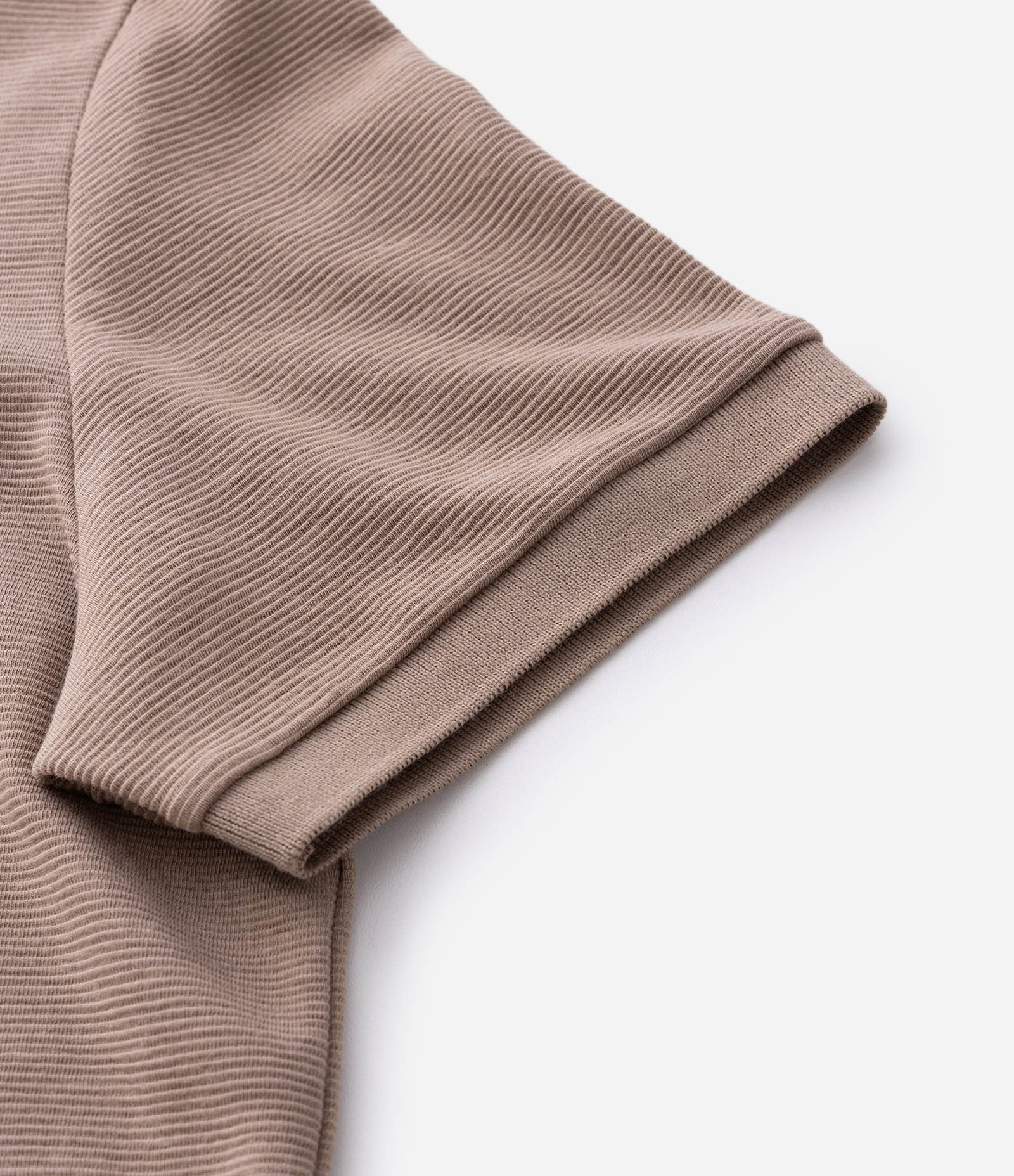 Camisa Polo Slim com Botões e Textura Canelada Marrom Taupe 6