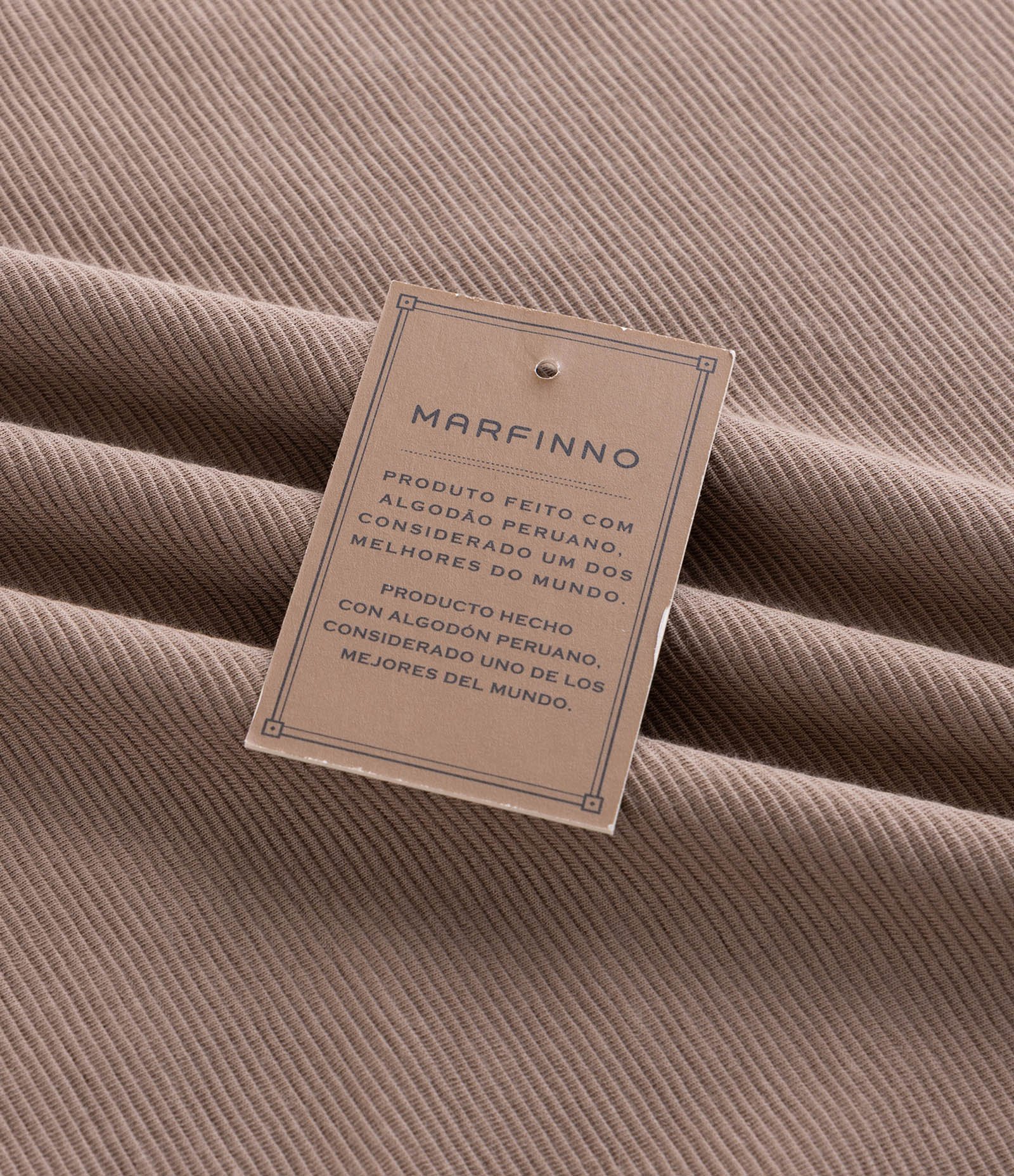 Camisa Polo Slim com Botões e Textura Canelada Marrom Taupe 7