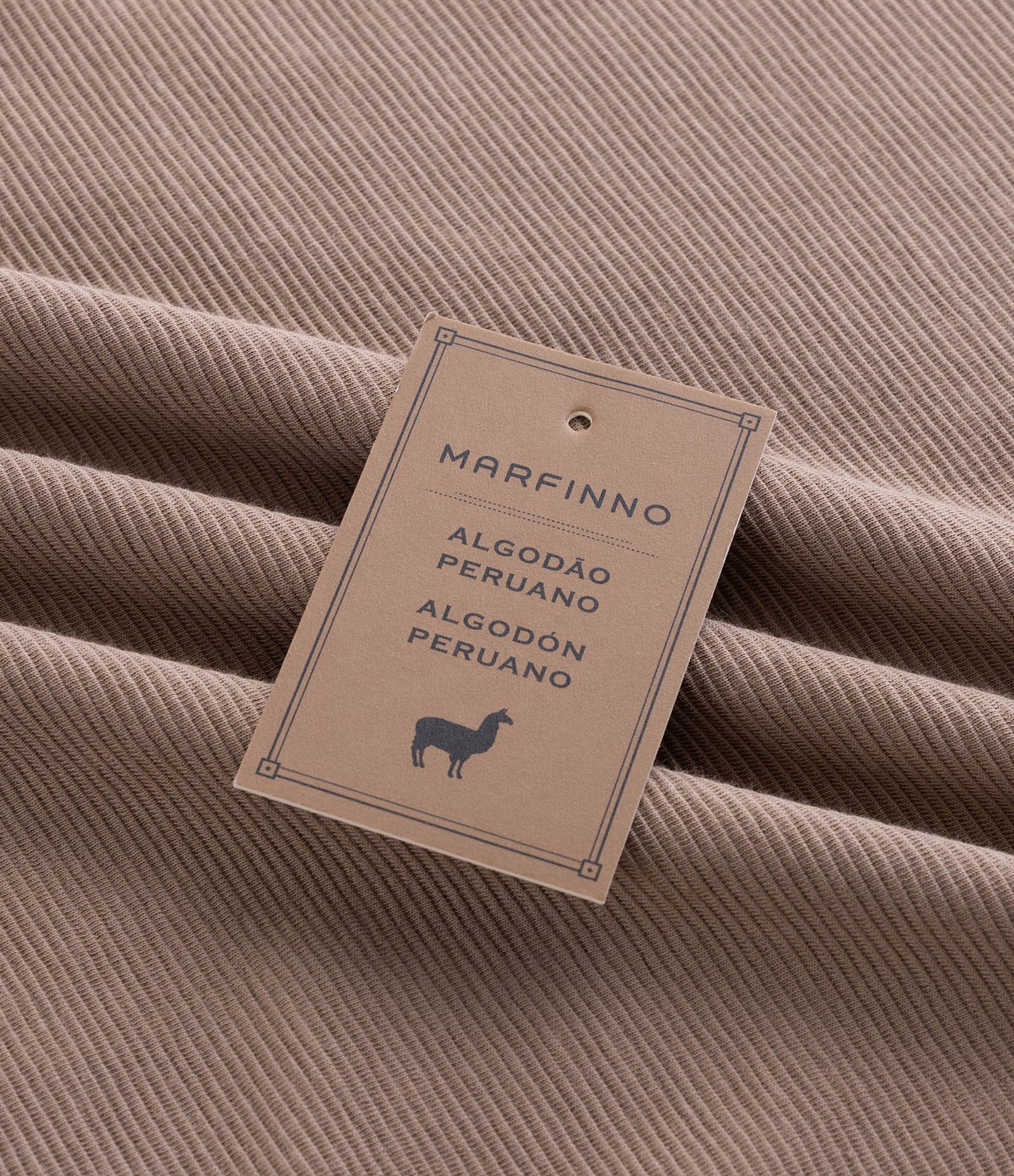 Camisa Polo Slim com Botões e Textura Canelada Marrom Taupe 9