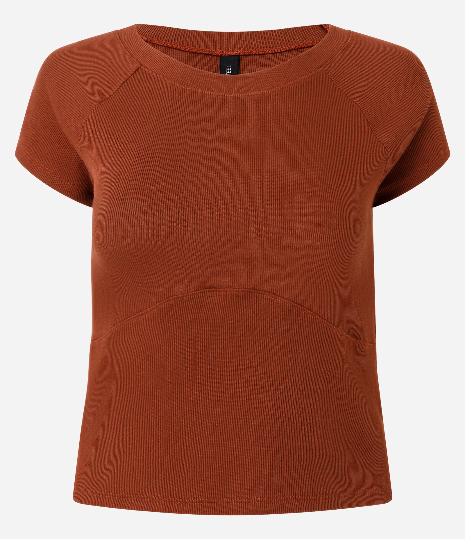 Blusa em Ribana Liso com Recorte Marrom Escuro 4