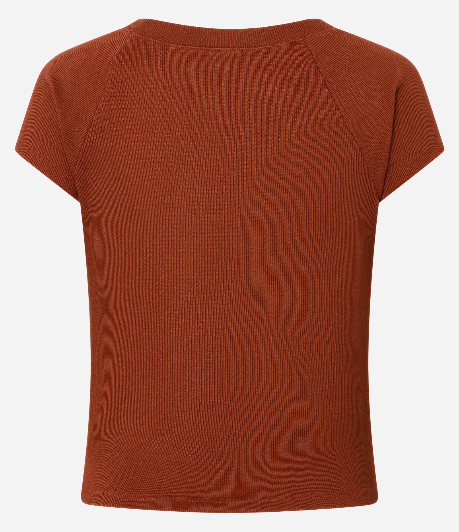 Blusa em Ribana Liso com Recorte Marrom Escuro 6