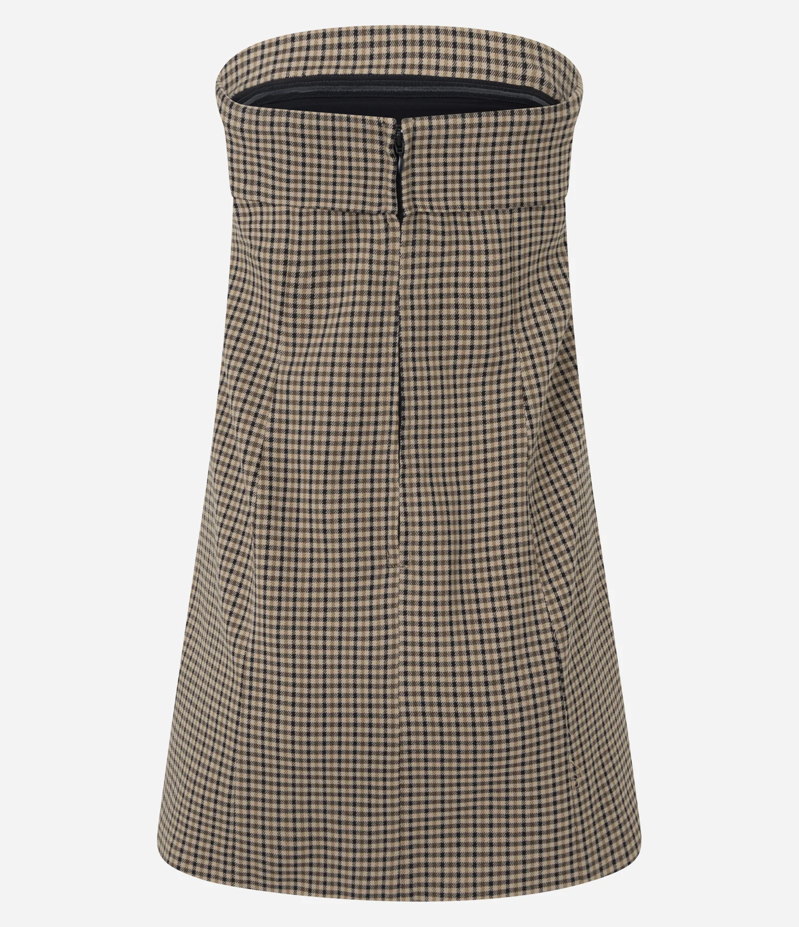 Vestido Curto Tomara que Caia Alfaiatado com Estampa Xadrez Marrom 2