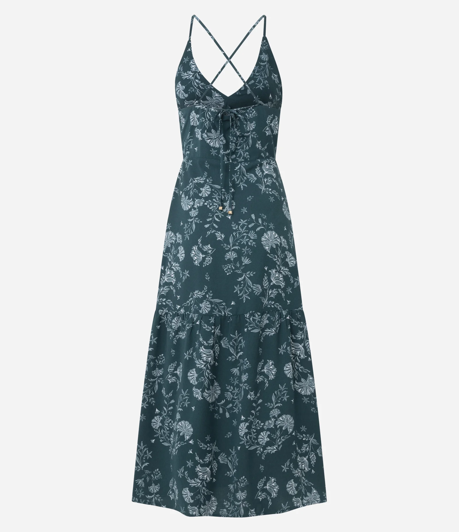 Vestido Midi com Estampa Delicada de Flores Verde 2