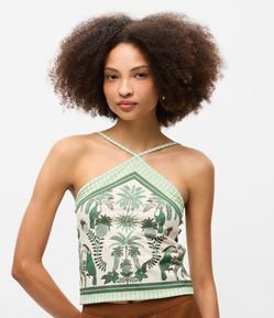 Blusa com Estampa Tropical