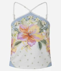 Blusa de Alcinha com Textura e Estampa Floral