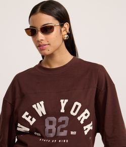 Camiseta Oversized em Algodão com Estampa Lettering New York 82