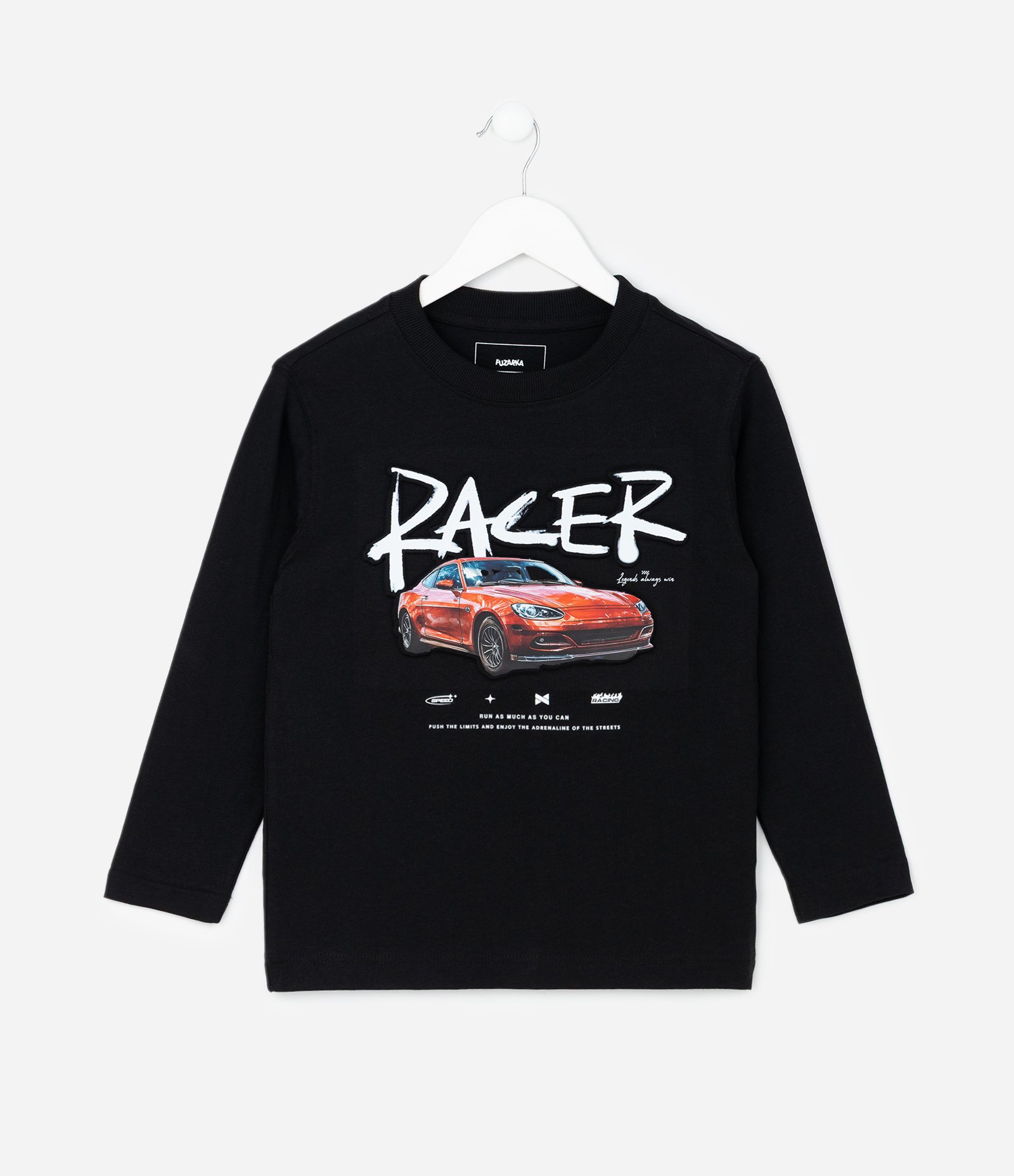 Camiseta Infantil com Estampa Racer – Tam 5 a 14 Anos Preto 1