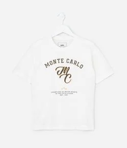 Camiseta Infantil com Lettering Monte Carlo – Tam 5 a 14 Anos