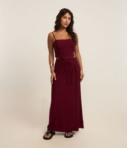 Saia Midi Alfaiataria em Viscose com Amarração no Cós