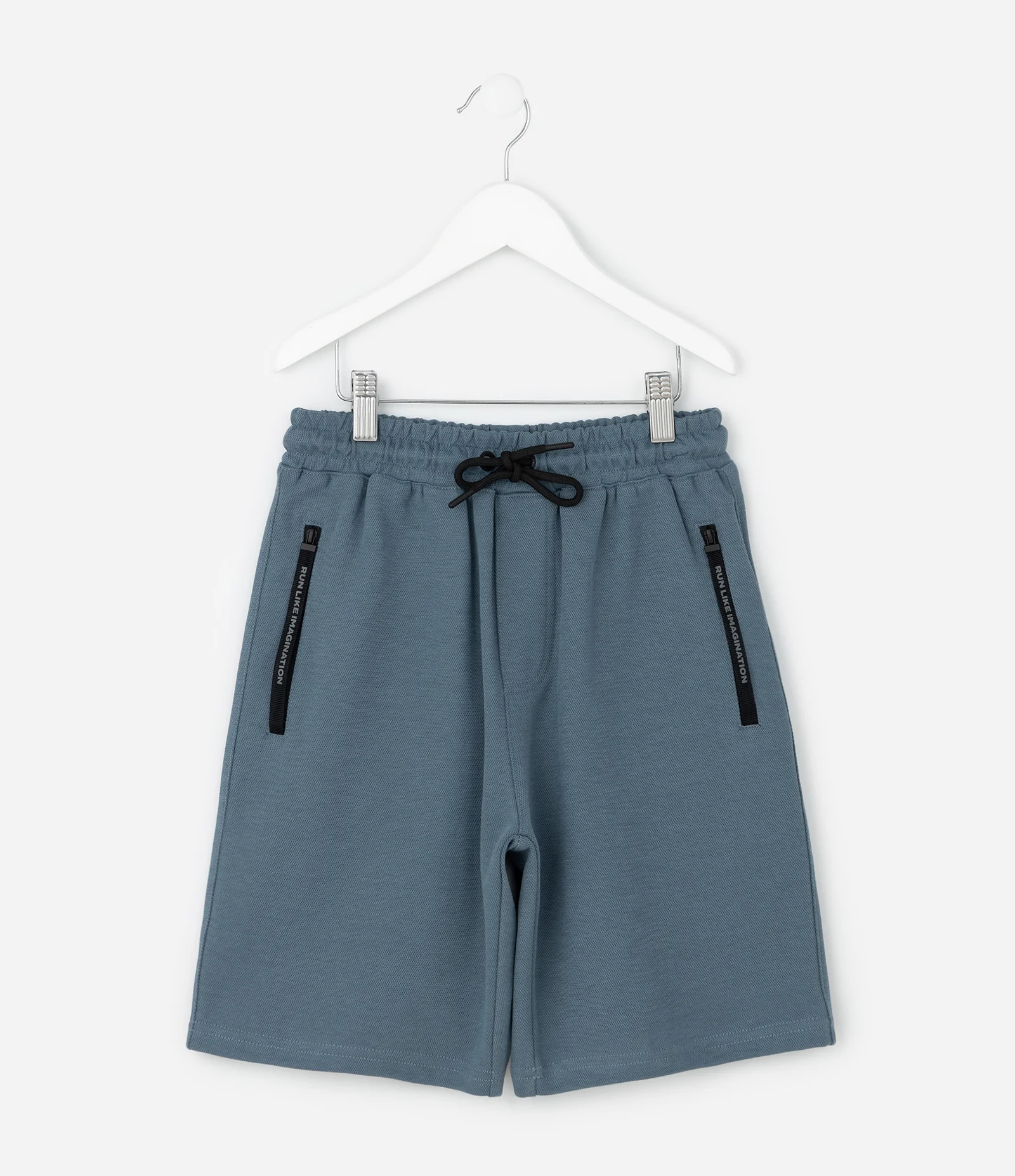 Bermuda Infantil com Zíper nos Bolsos – Tam 5 a 14 Anos Azul Acinzentado 1