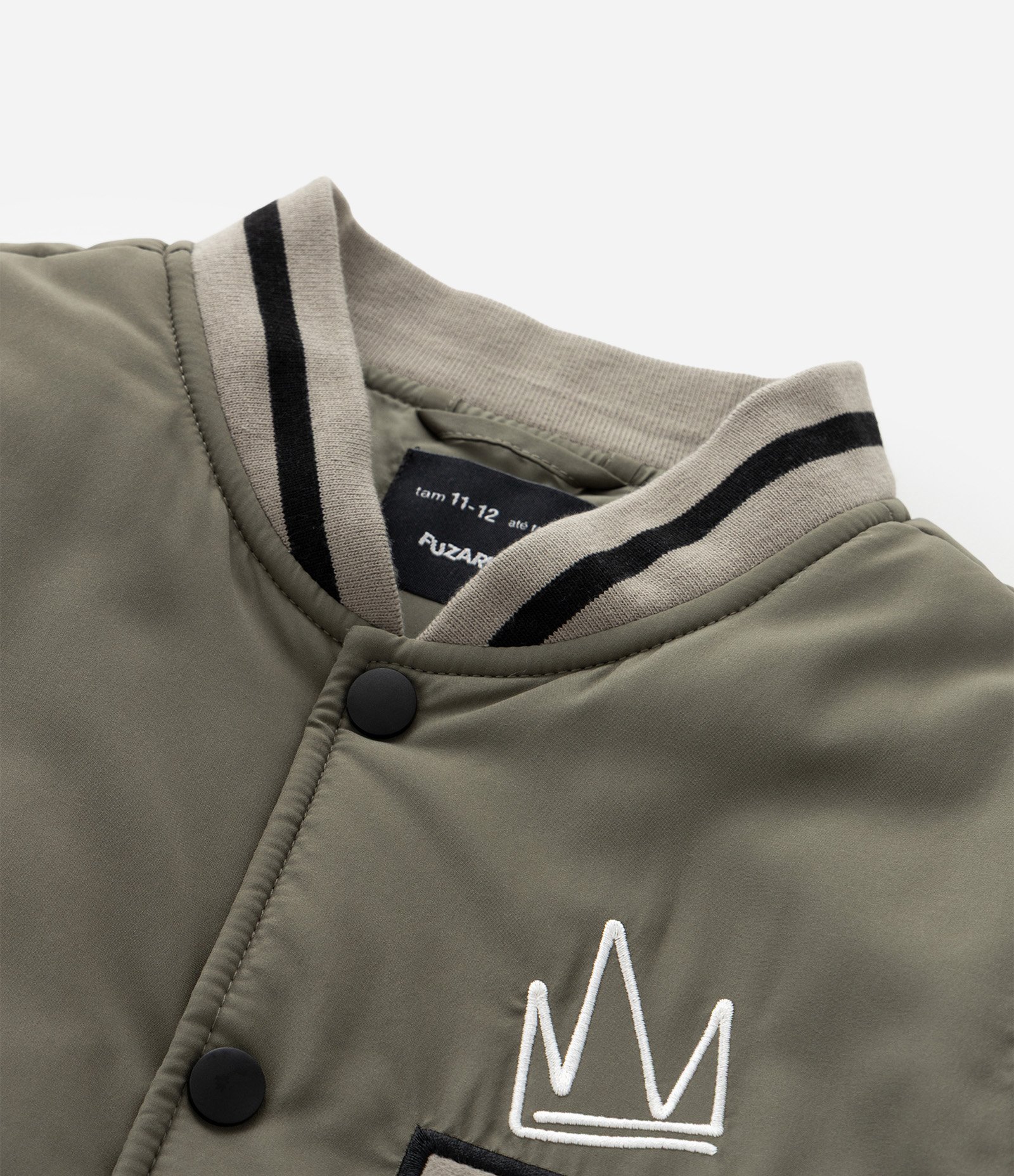 Jaqueta Infantil Bomber College com Bordado – Tam 5 a 14 Anos Verde Militar 9