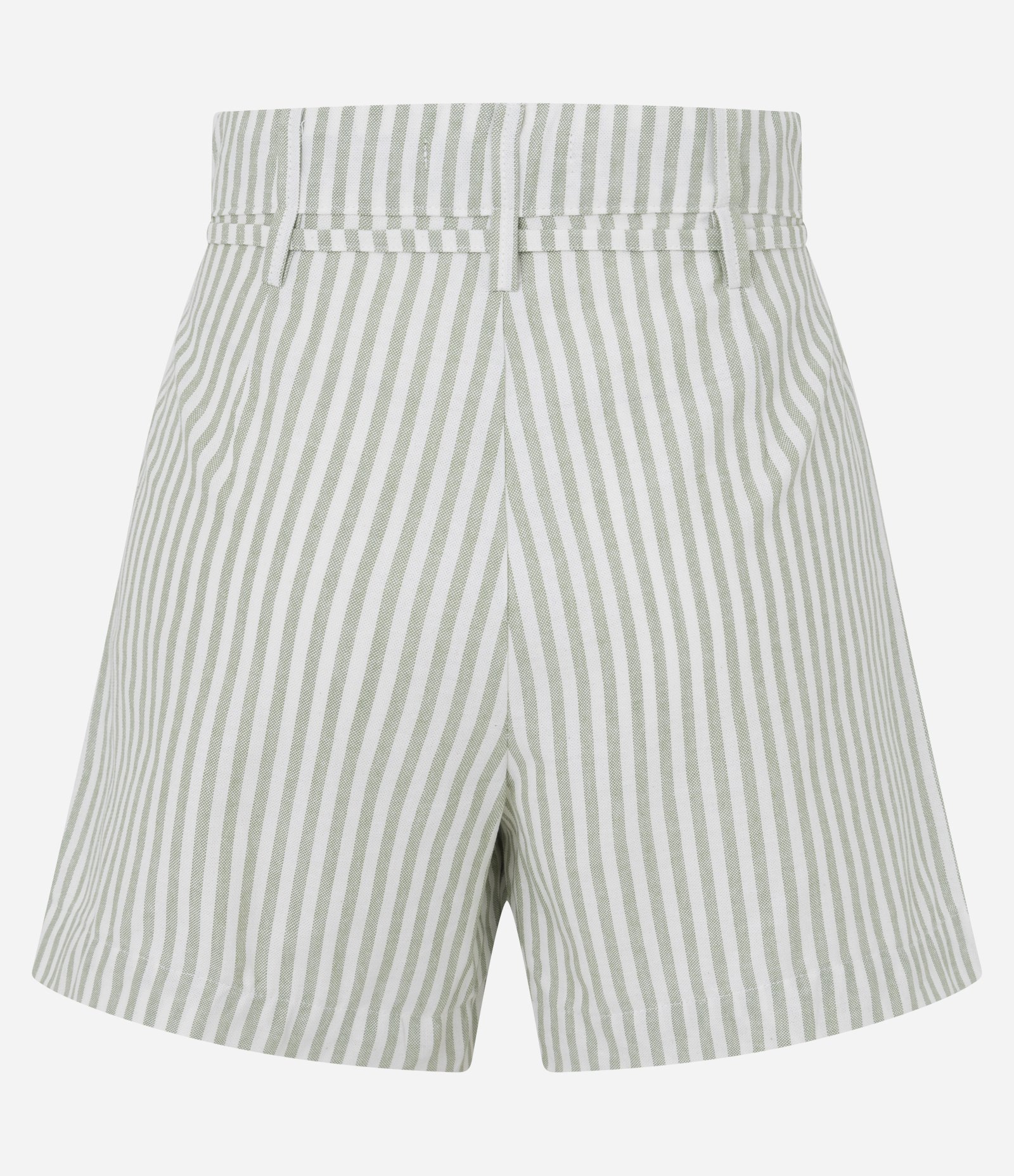 Short Alfaiatado Cintura Alta com Listras e Amarração Verde/Bege 2