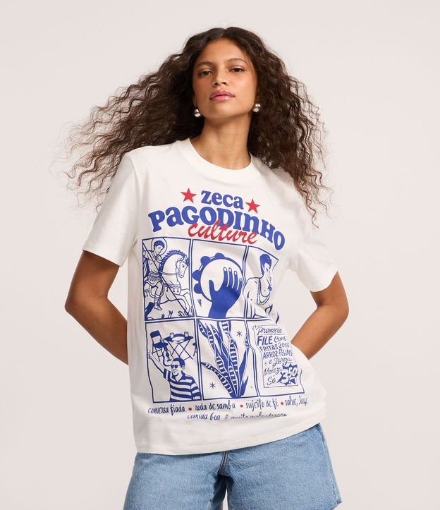Camiseta T-shirt em Algodão Estampa Zeca Pagodinho Culture