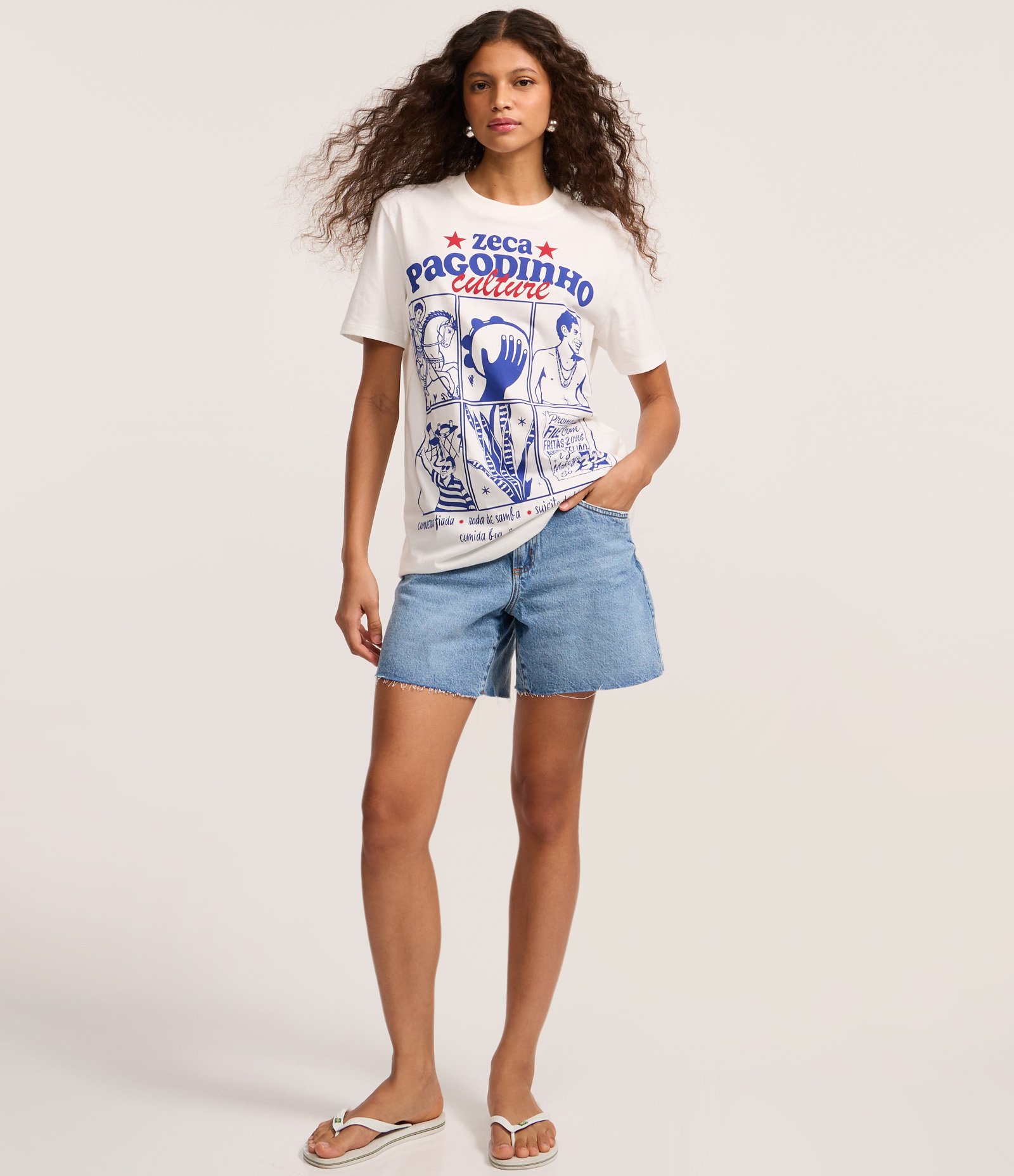 Camiseta T-shirt em Algodão Estampa Zeca Pagodinho Culture Branco 2