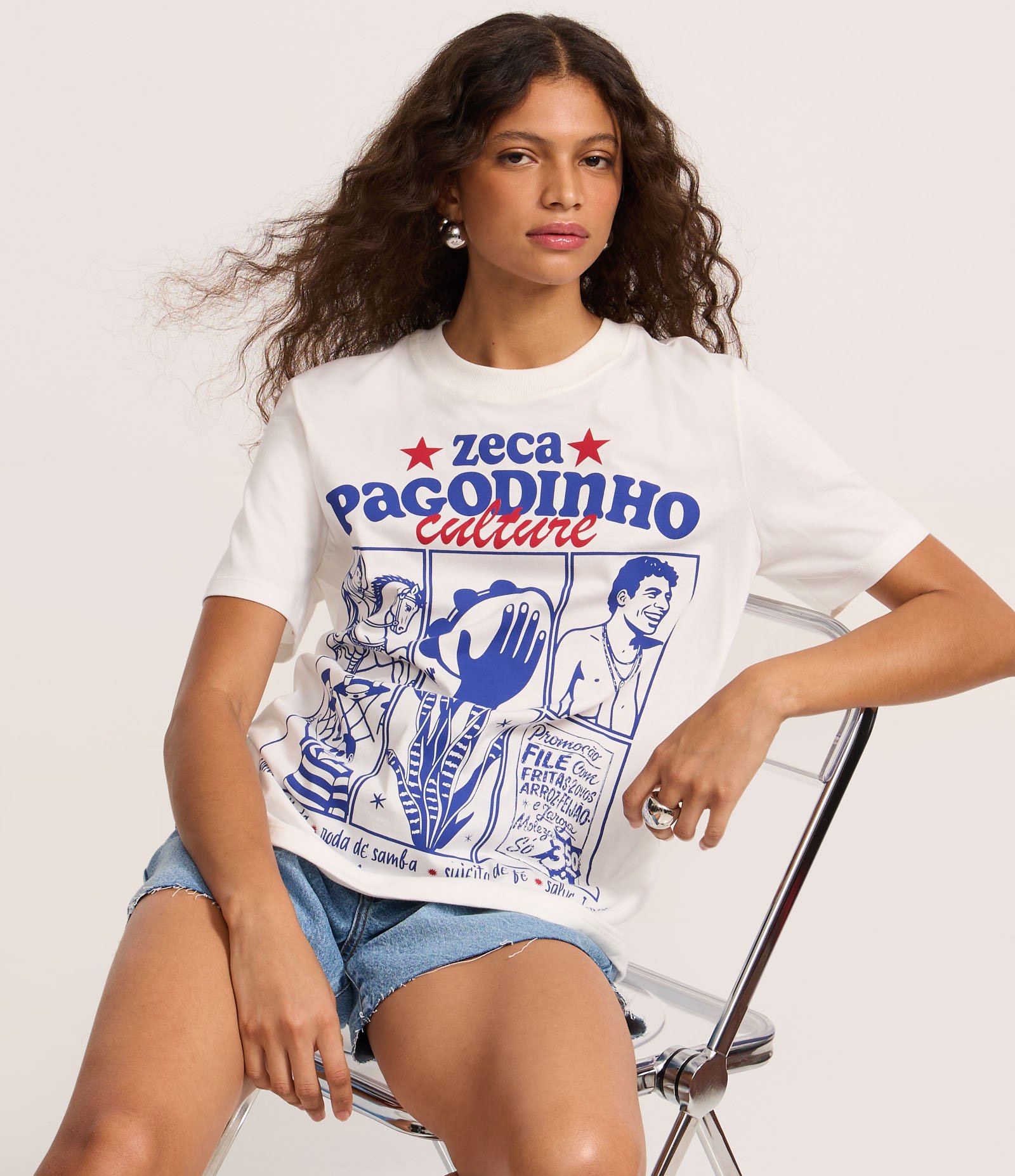 Camiseta T-shirt em Algodão Estampa Zeca Pagodinho Culture Branco 4