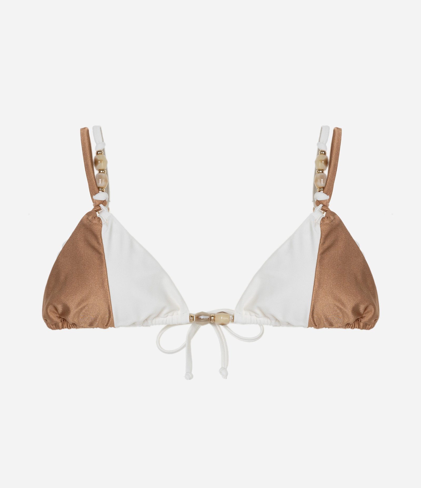 Biquíni Top Cortininha em Microfibra com Bloco De Cor Branco/Marrom 5