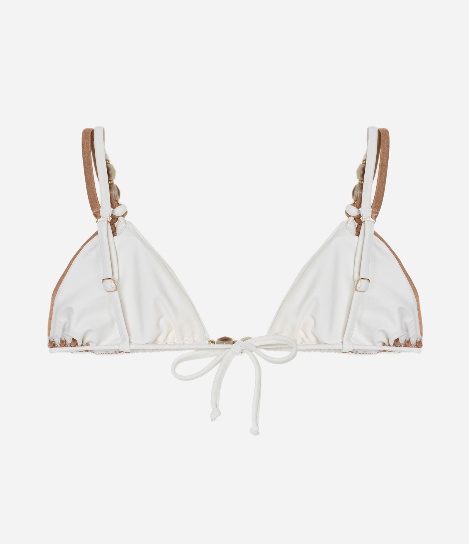 Biquíni Top Cortininha em Microfibra com Bloco De Cor Branco/Marrom 6