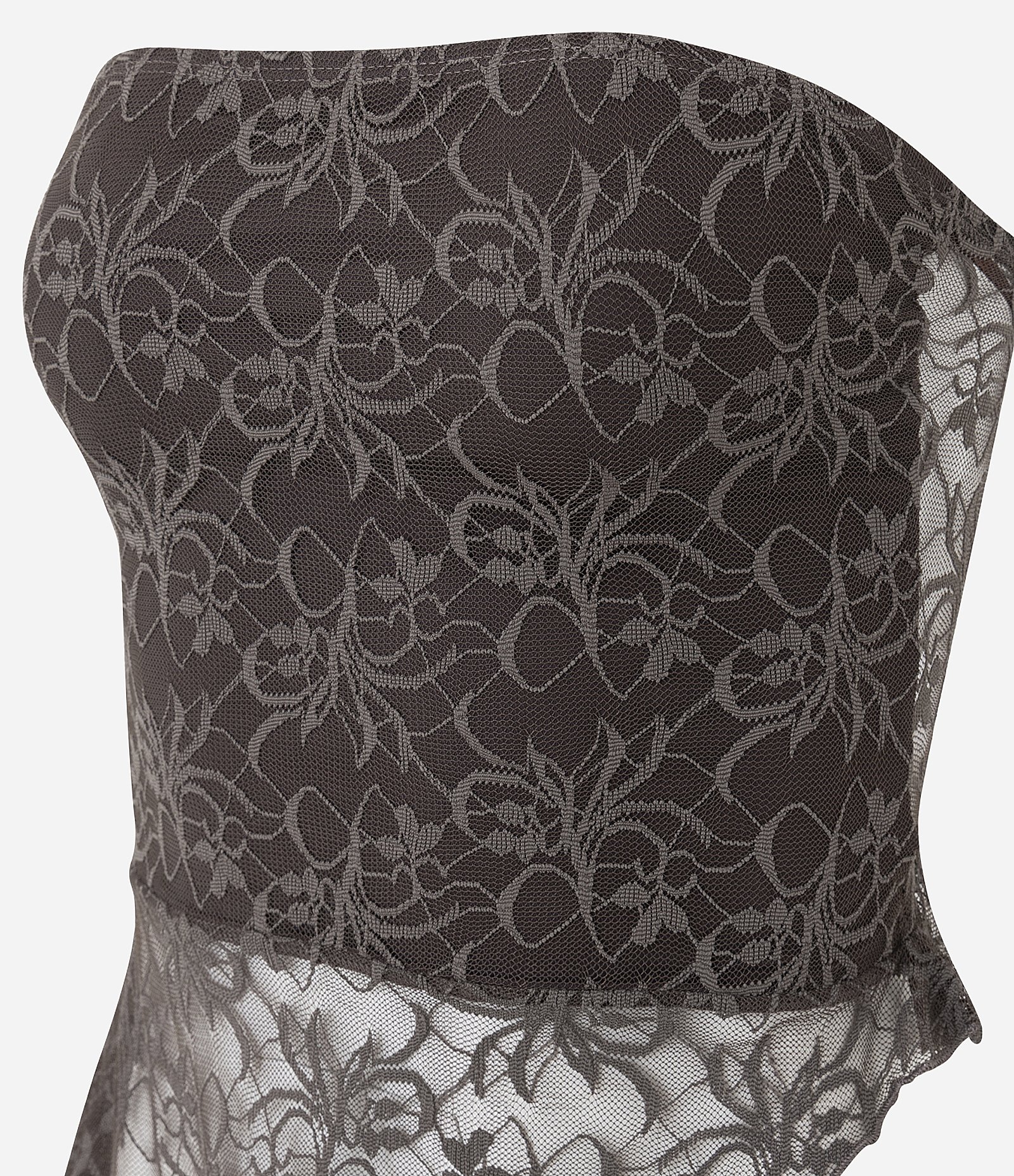 Blusa Tomara que Caia em Renda com Barra Assimétrica Marrom 5