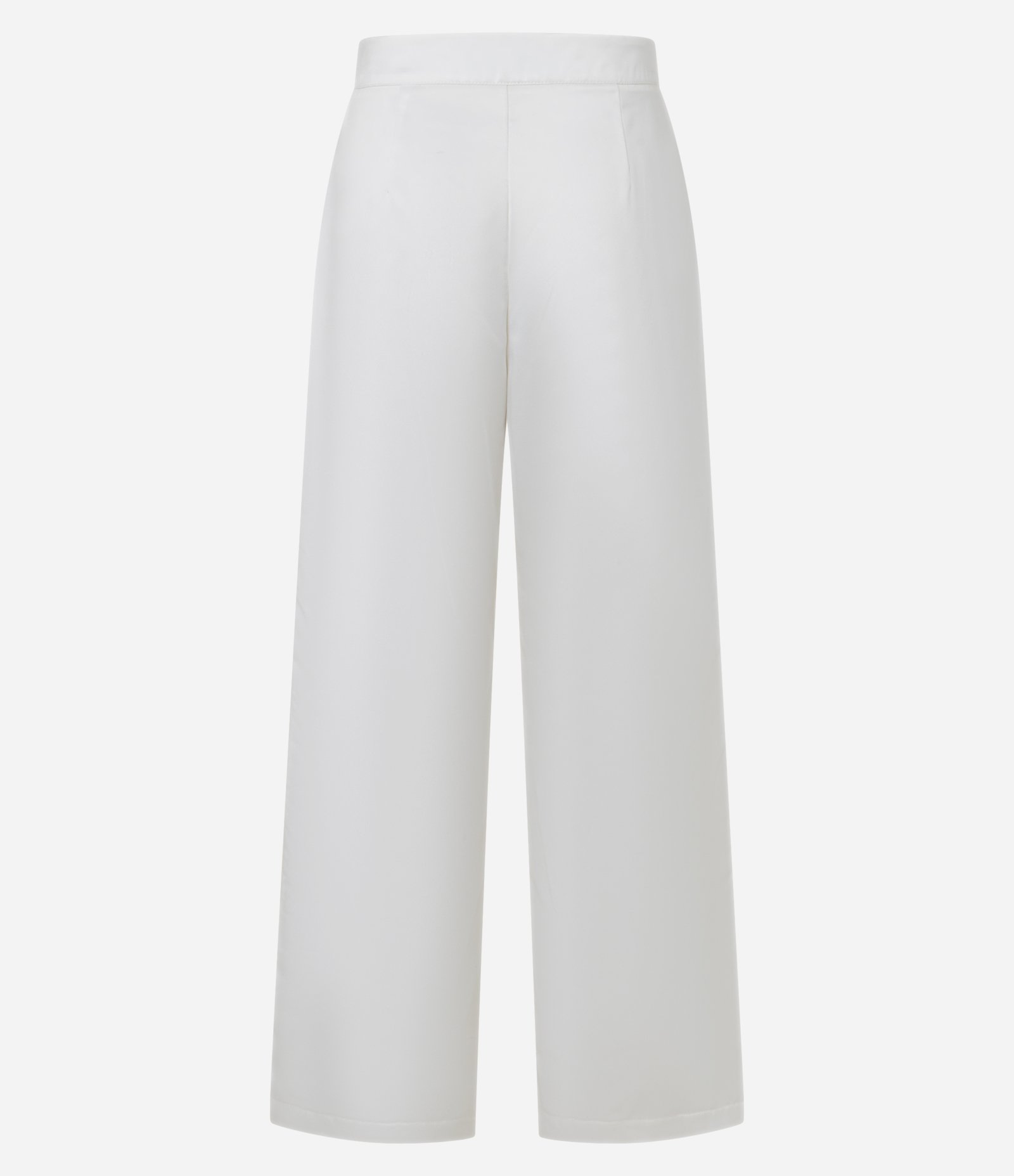 Calça Reta Cintura Alta em Cetim com Pregas e Pences Branco 6